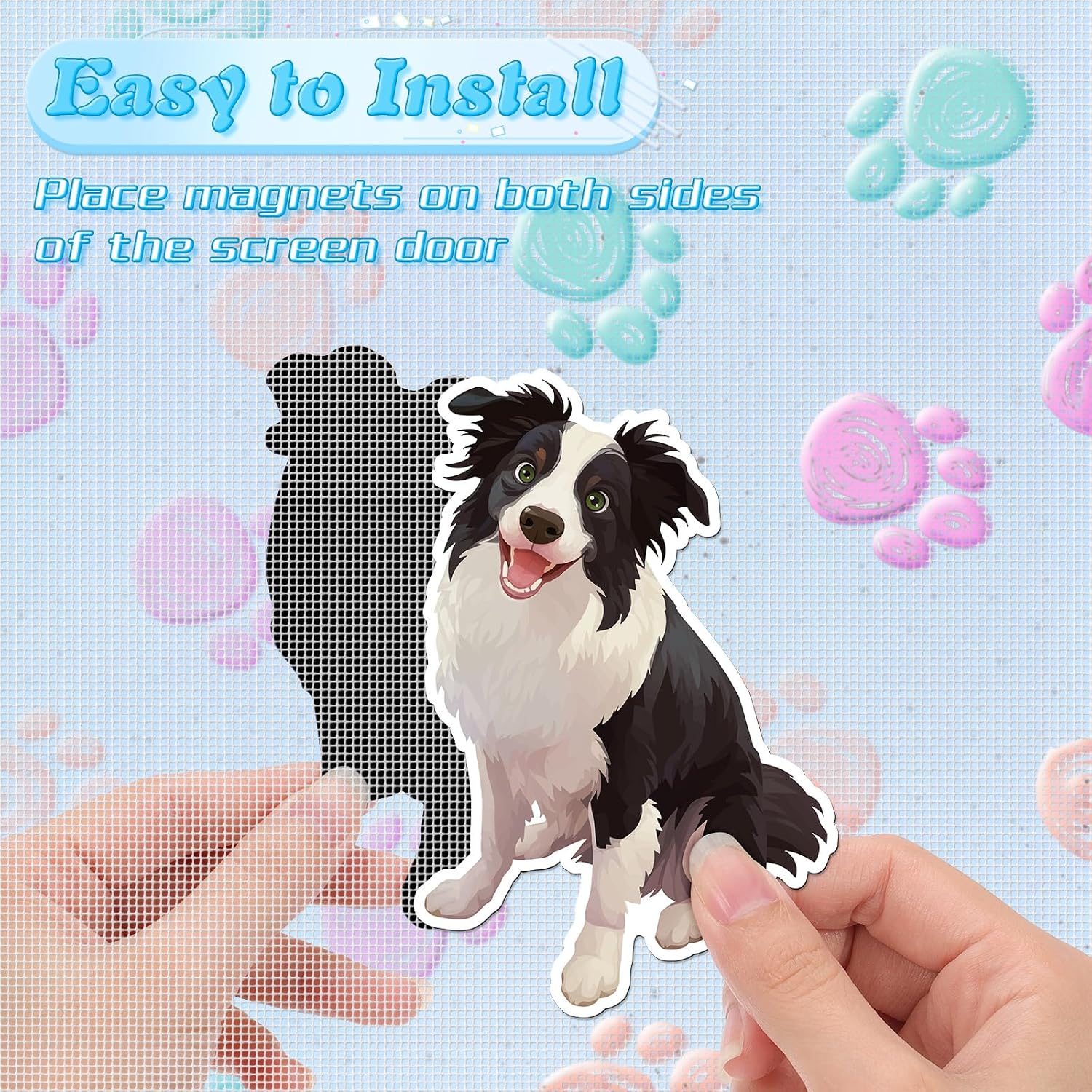 MWOOT 10PCS Dog Screen Door Magnets Double Sided Decorative, Fridge Magnet Decals, Door Bumping Remind for People, Cute Screen Protector Magnets Safety for Pets, Window Protector image 2