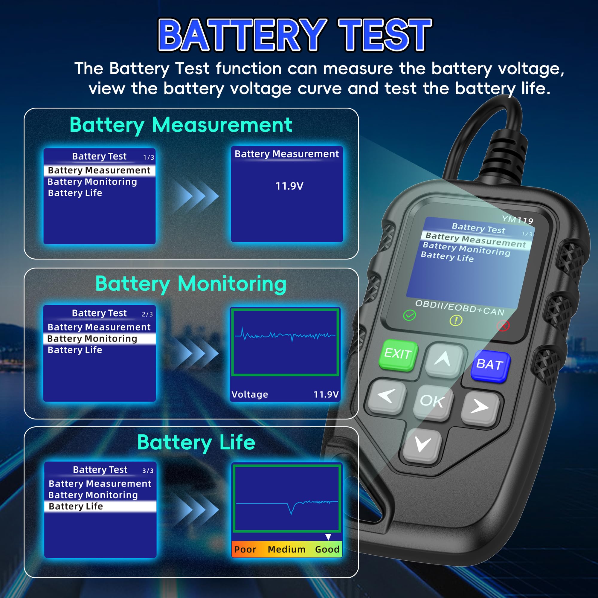 Strumento di Lettura del codice diagnostico Meccanico Professionale OBD2, Dati in Tempo Reale, Spia Controllo Motore, Strumenti scansione for Auto