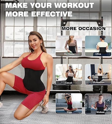 Miniatura 6 de VENUZOR Entrenador de cintura para mujer, traje de sauna para grasa del vientre, bandas de sudor para pérdida de peso y estómago, cinturón de