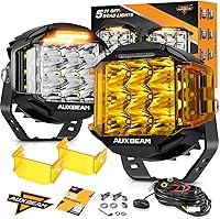 Vista 15 de Auxbeam Cápsulas LED de la Serie V-MAX de 4 Pulgadas con Disparador Lateral, Luces de Conducción Todoterreno Redondas de 92W con DRL Ámbar, Barra