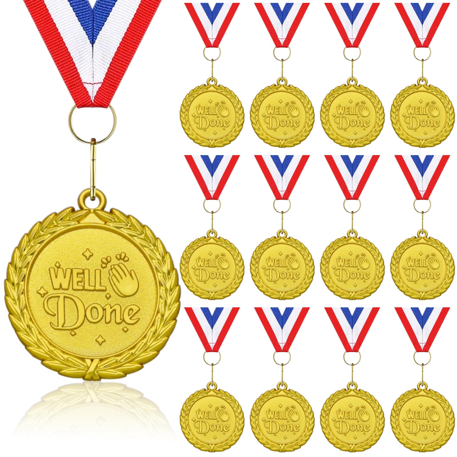 Medallas de metal dorado con collar de cinta para premios deportivos