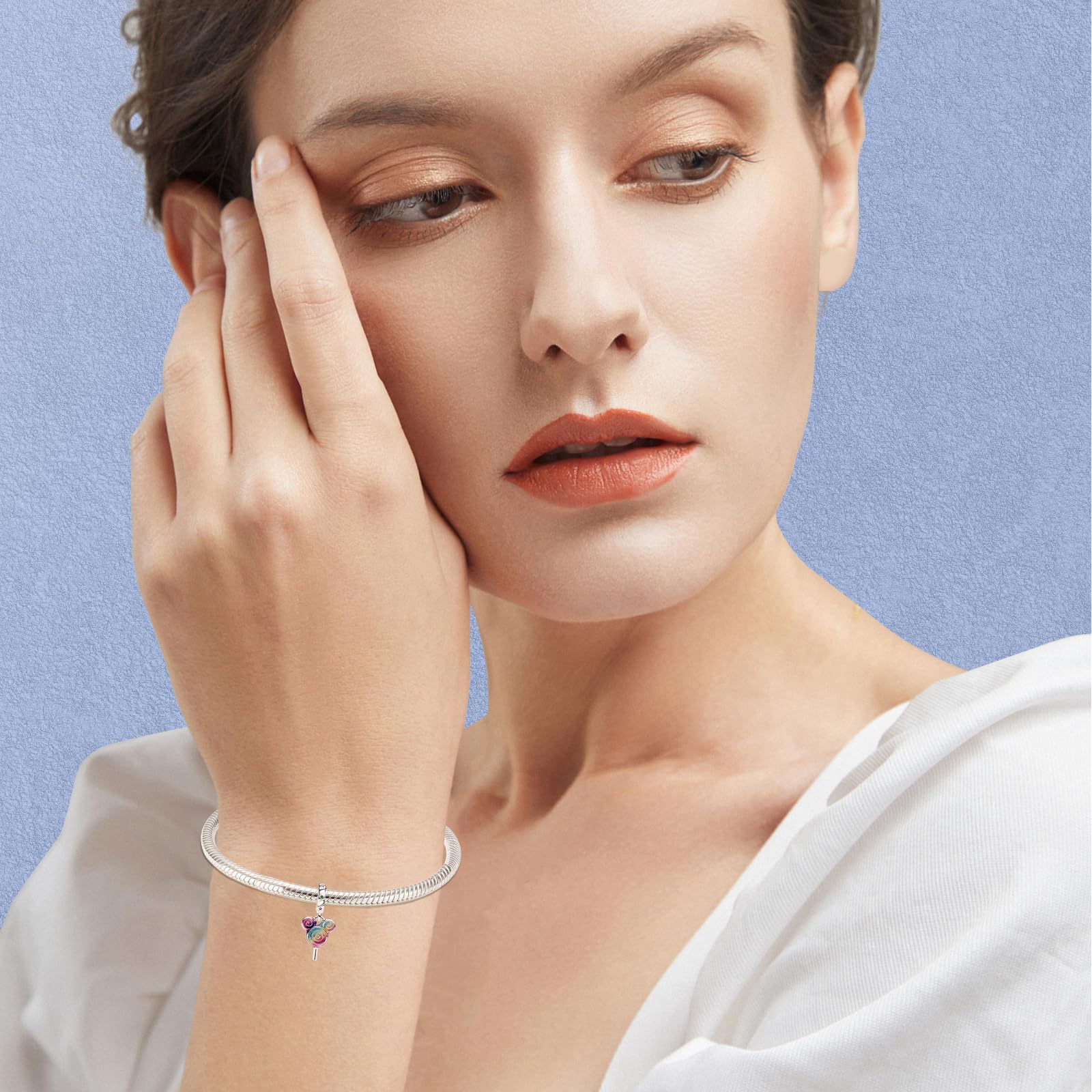 RMMY Charm 925 Sterling Silver Heart Mom Lucky Mouse Movie Pendant Dangle Beads for European Necklaces and Bracelets Valentine's Day Mother's Day Gifts con Gioielli di Zirconia