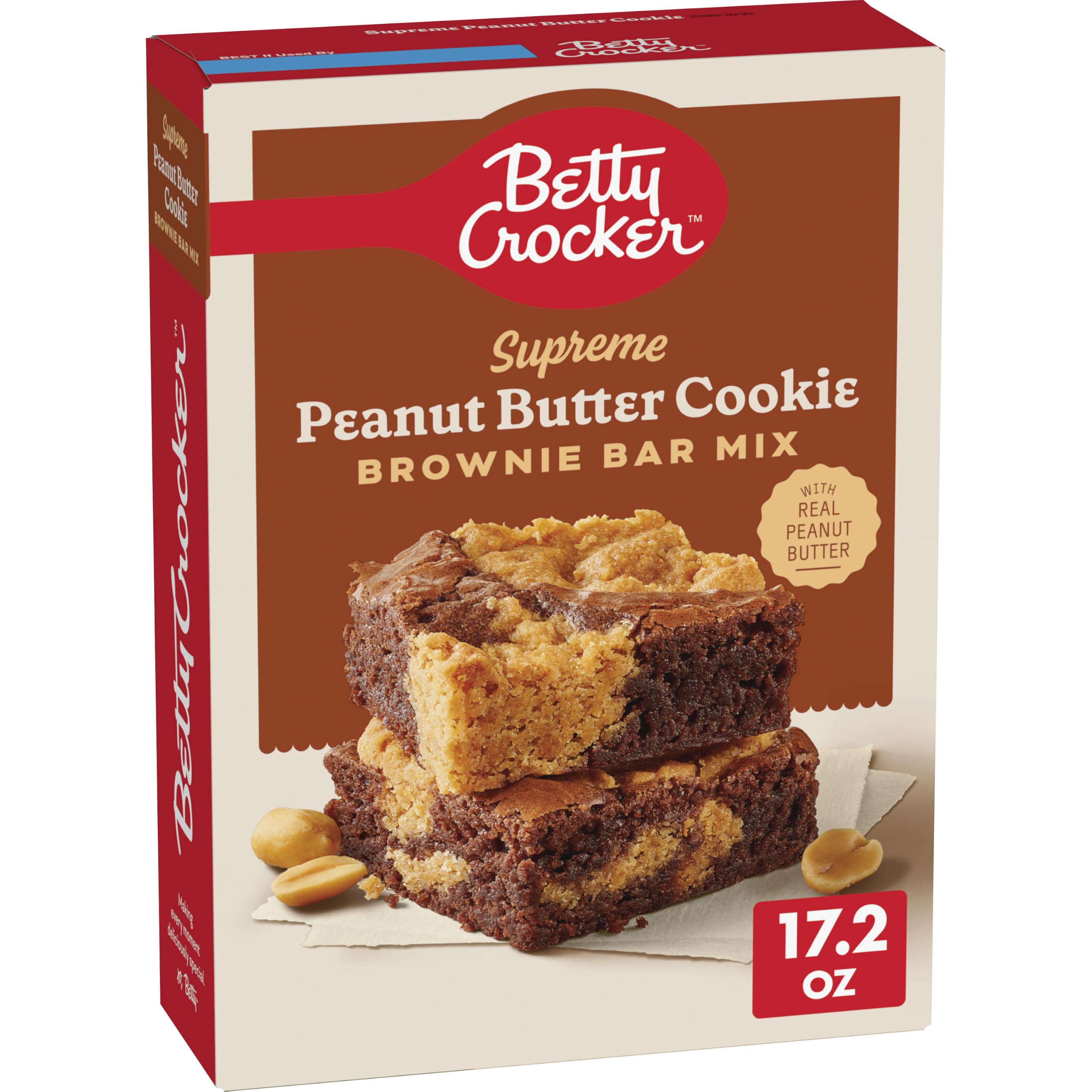 Betty Crocker Delights Mix Peanut Butter Cookie Brownie Bar Mix 487g (Pack of 2)