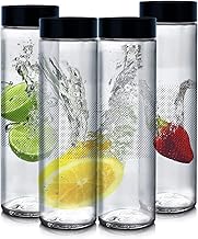 Glass Fridge Water Bottle with Black Plastic Cap | Leak proof & break-proof | Wide mouth & Easy to Clean | Best Usage for Women/Office/School/College set of 4