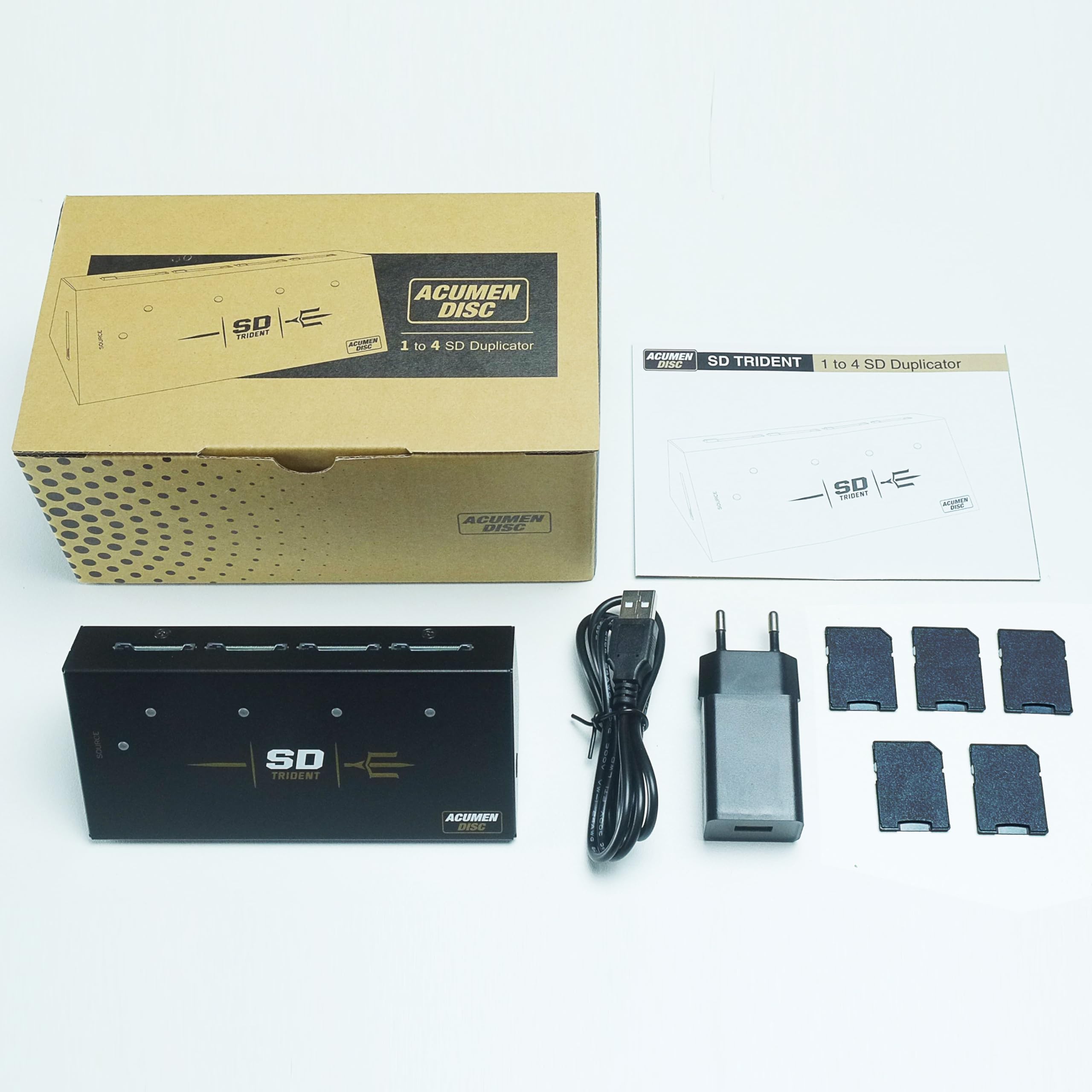 EZ DUPE 1:4 Duplicador de Tarjetas SD y MicroSD – Clonador Autónomo de Tarjetas de Memoria SD y MicroSD, Copia Sector por Sector de Sistema y Ficheros, 35MB/s (SD Trident)