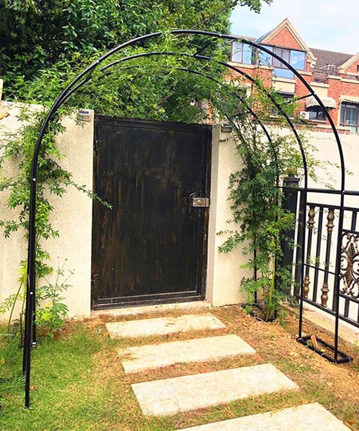 160cm x 220cm Schwarz Metall Hochzeitsbogen Rosenlaube Gartenspalier Blumenbogen Gartenstruktur für Veranstaltungen und Cets