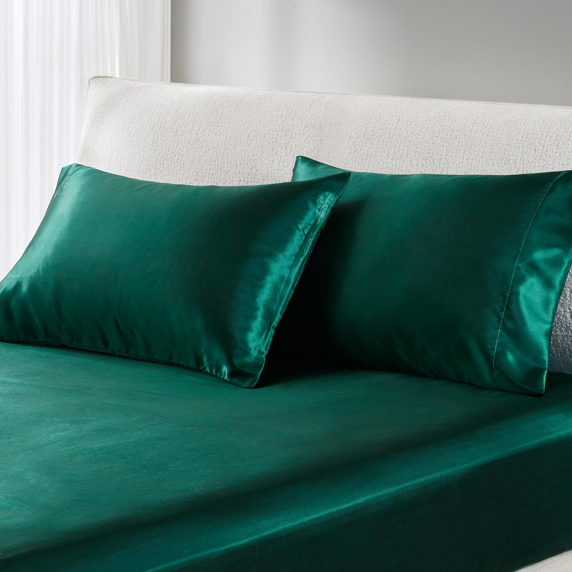 Madison Park Set of 2 Satin King Pillowcase for Hair & Skin, Luxuriously Soft, Silky with Natural Sheen Luster, Cool to Touch, Wrinkle-Free, Machine