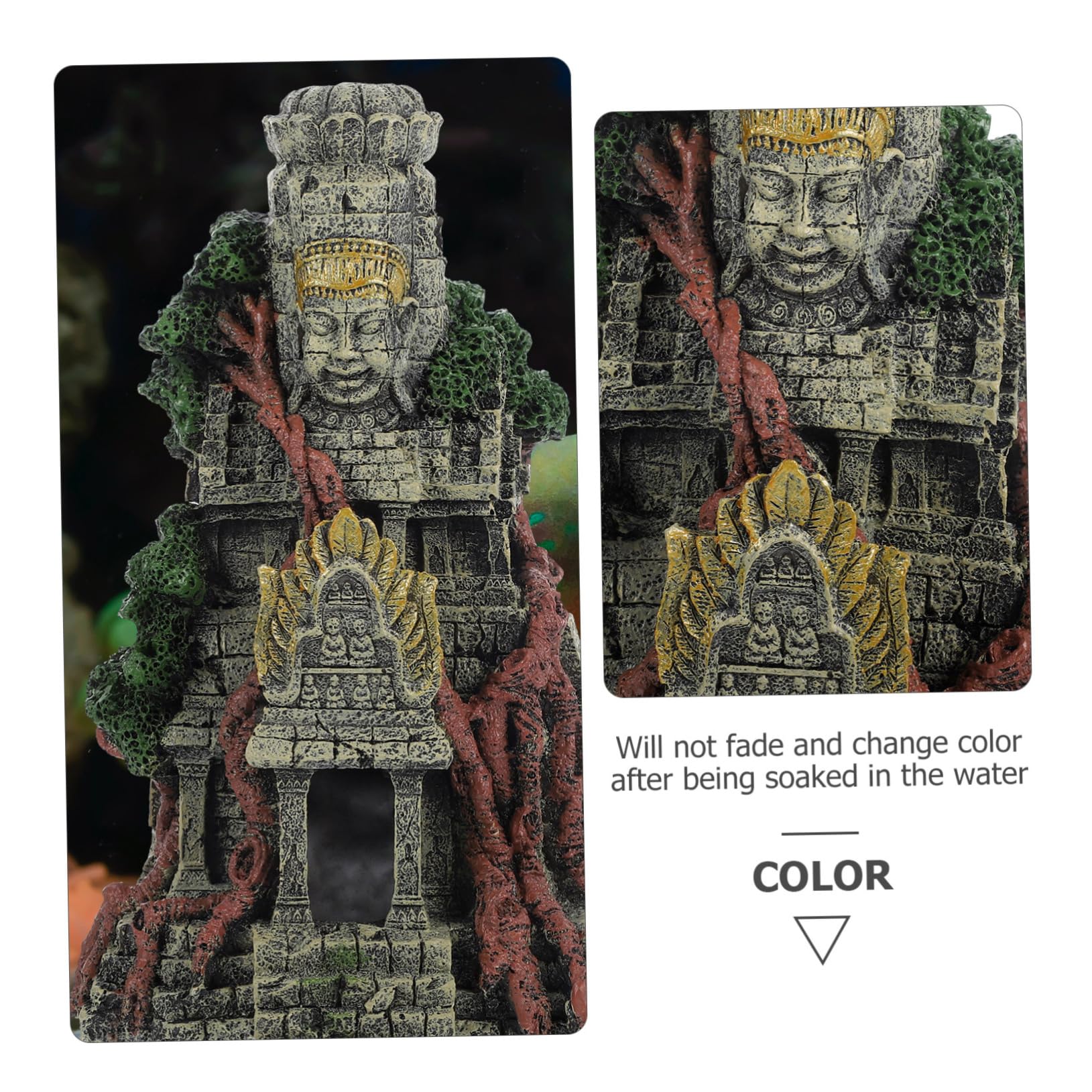 Mipcase Decoración De Templo De Simulación para Acuario Adorno De Resina para Peces Cueva De Escondite para Decoración De Templo Funciona como Refugio para Peces Agua para Acuarios De Agua