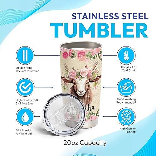 Vista 46 de Hyturtle Vaso de cabra personalizado para los amantes de las cabras, regalos motivacionales de cabra para niñas y mujeres, regalos de cumpleaños