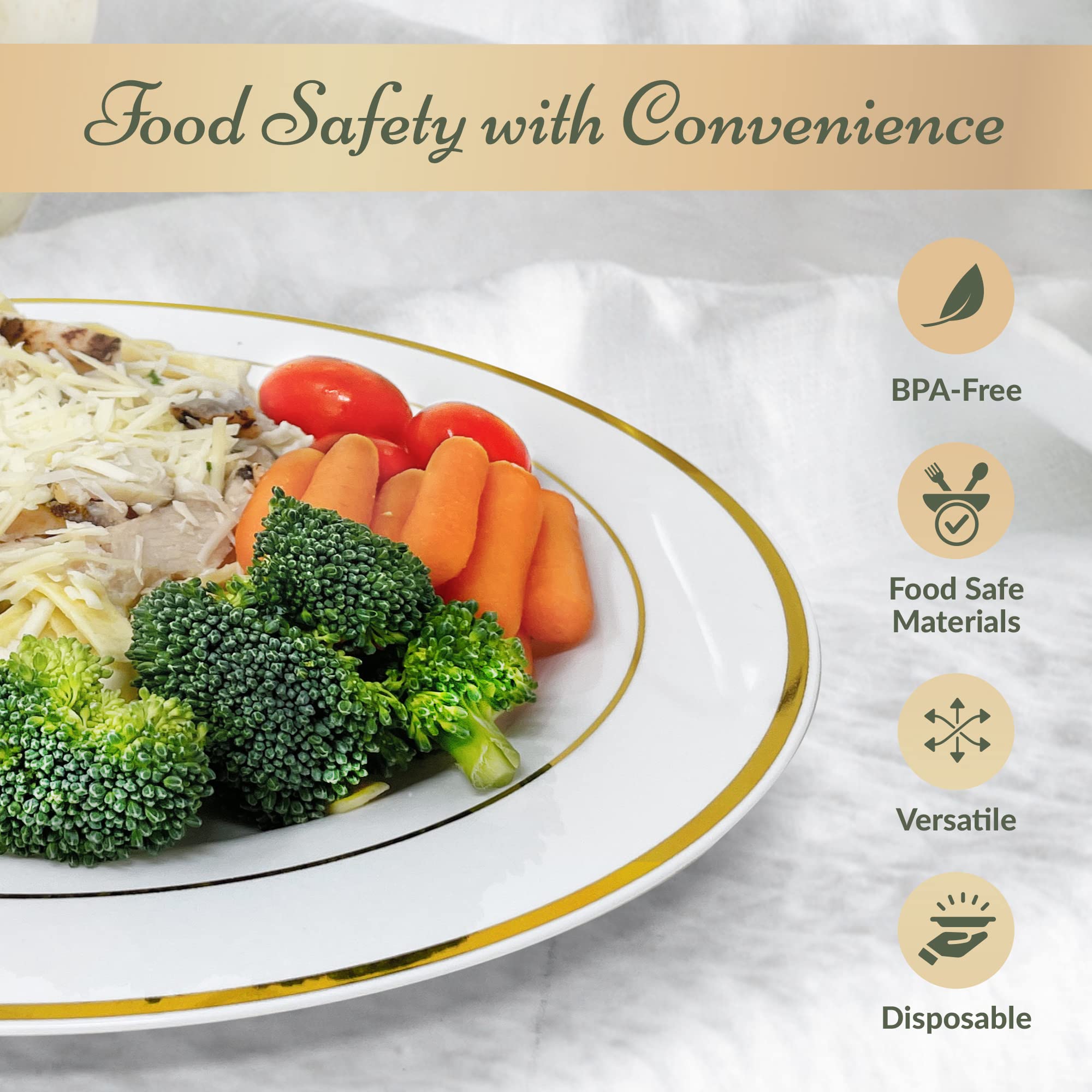 Reli. 110 Disposable Dinner Plates - Gold Rim -4