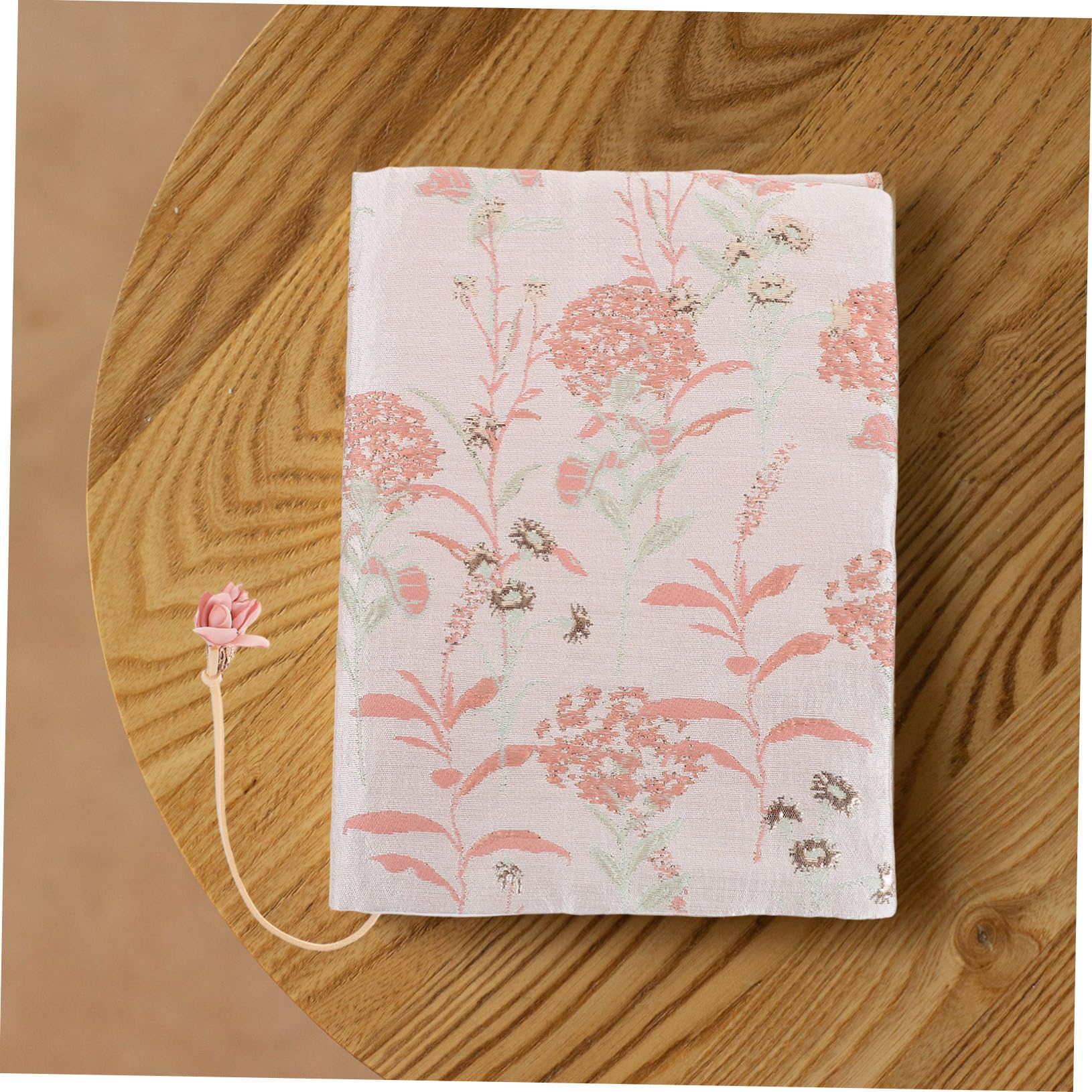 Funda De Tela Decorativa Ajustable Para Libros Protector Práctico Y Hecho a Mano Ideal Para Libros De Tapa Dura Y Escolares Diseño Elegante De Diente De León En Rosa