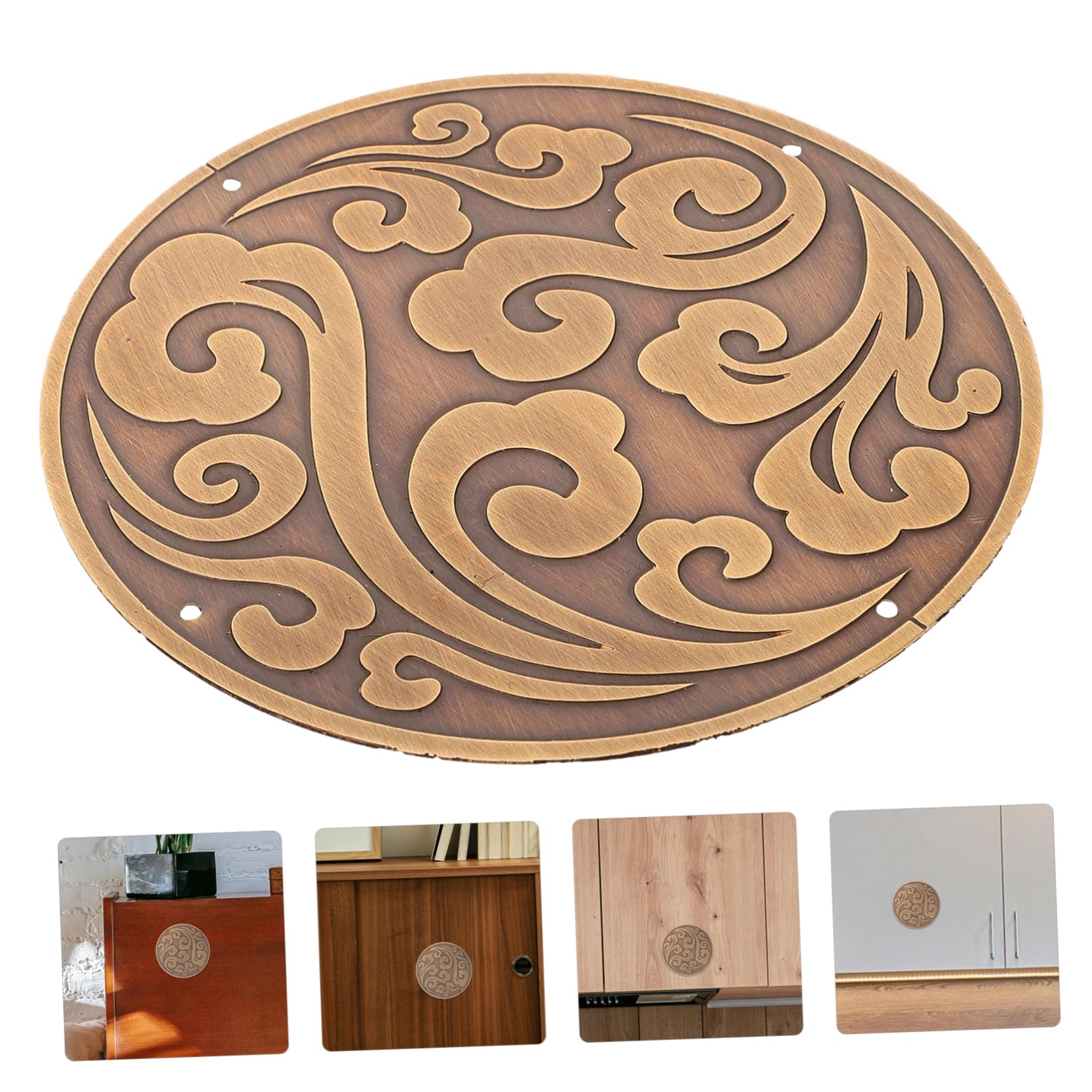 Uonlytech 2 Piezas De Antiguos Adornos De Latón Para Muebles Apliques Tallados Redondos Calcomanía DIY Para Muebles Apliques Delicados Apliques Pequeños Para Muebles