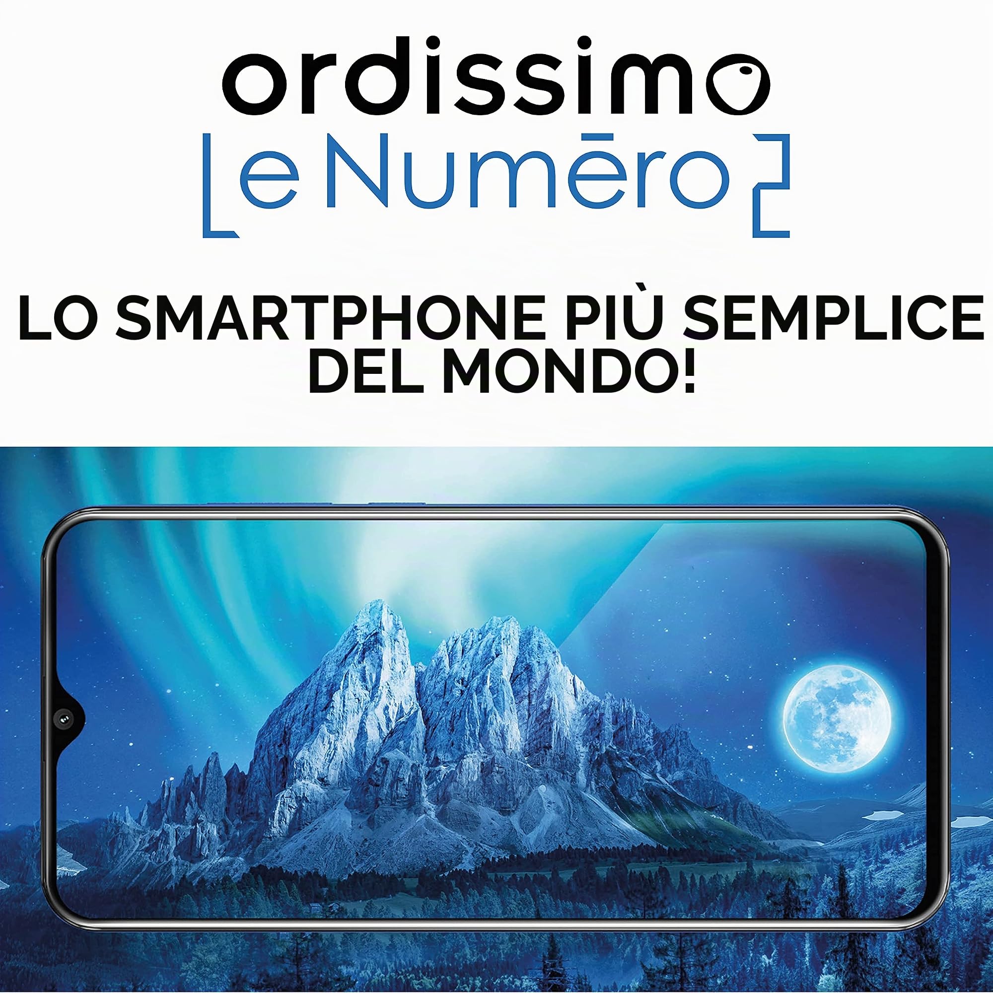 Ordissimo - Smartphone LeNumero2 - Ideale per Senior - Cellulare Semplice - Interfaccia Basic - Touch Screen 5,5", Caratteri Grandi, SMS, MMS, e-Mail, Foto, Video - Blu