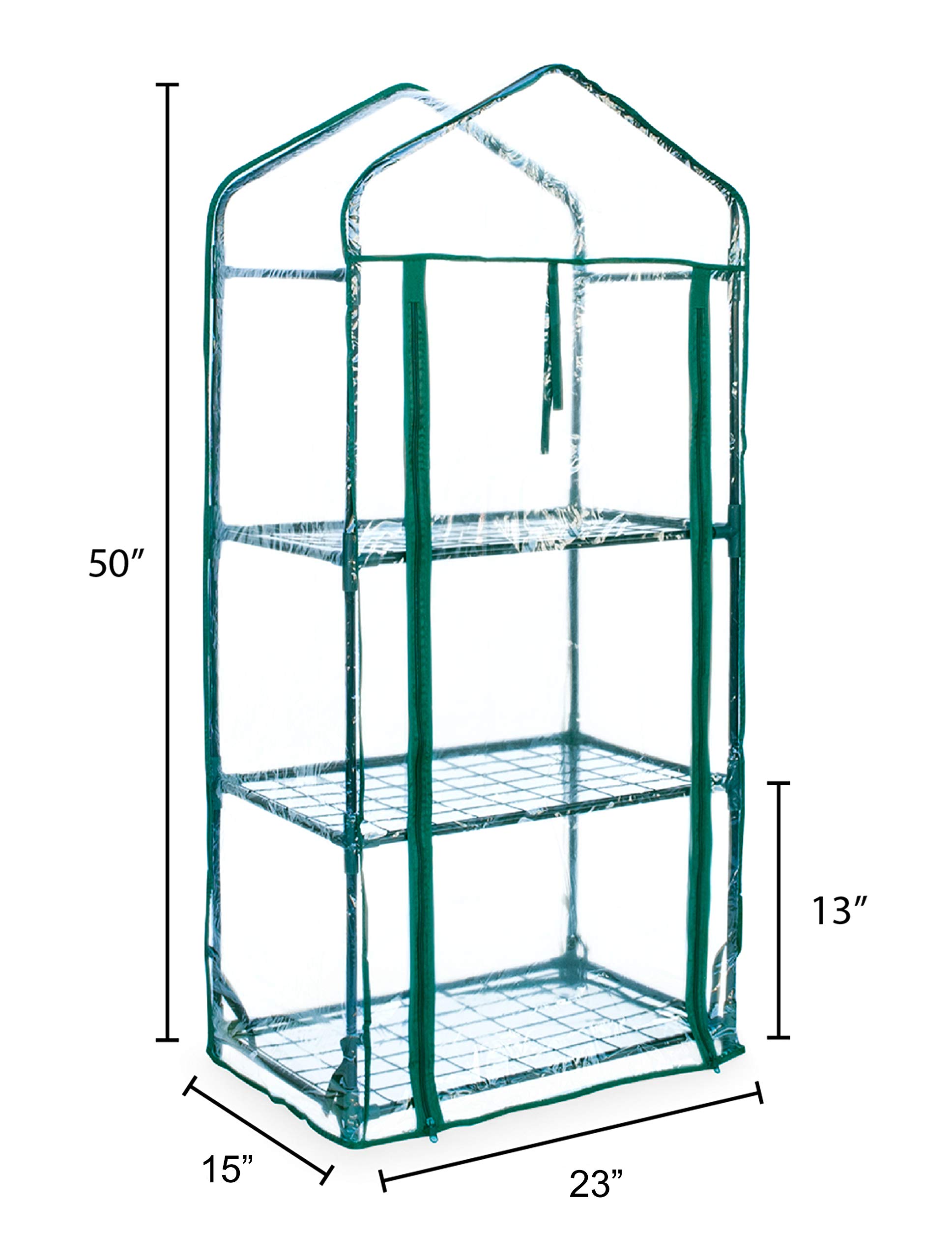Topline 3-Tier Mini Garden Greenhouse with Zipper Openings - 23 Inch