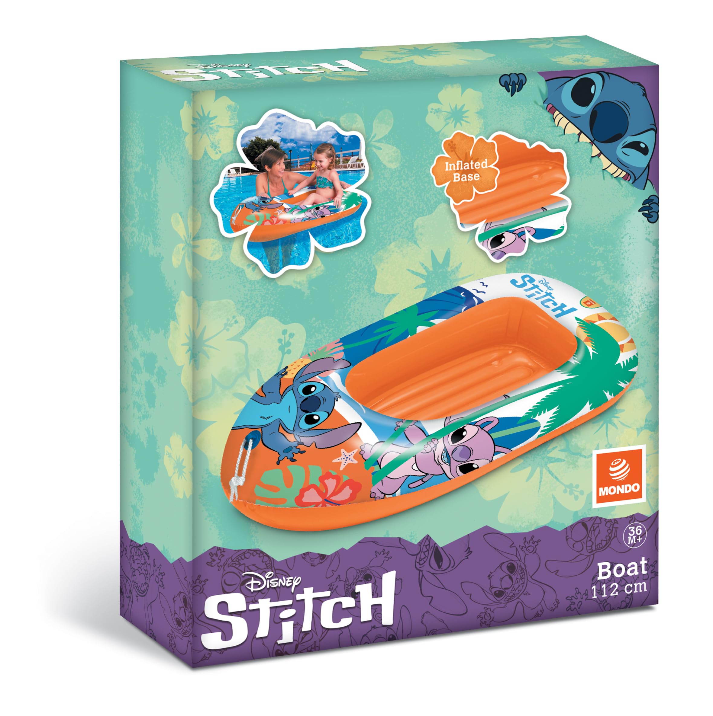 Mondo Toys Stitch Boat ponton z nadmuchiwaną podstawą 112 cm - 16955
