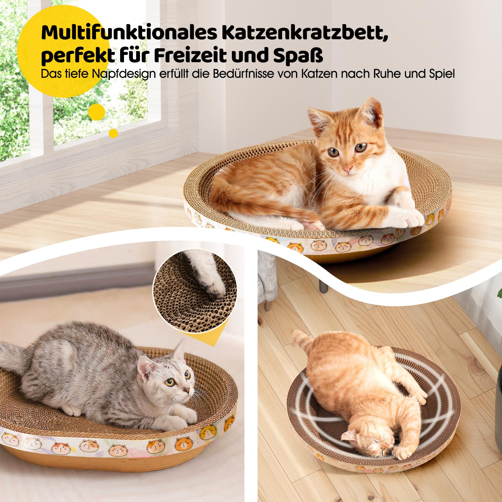 perfk Katzenkratzbrett aus Pappe, Bett, Katzenkratzpad, Couch, Heimtierbedarf, Ruhe-Kratzbrett zum Schutz von Schleifklauen und Möbeln, Extra Groß