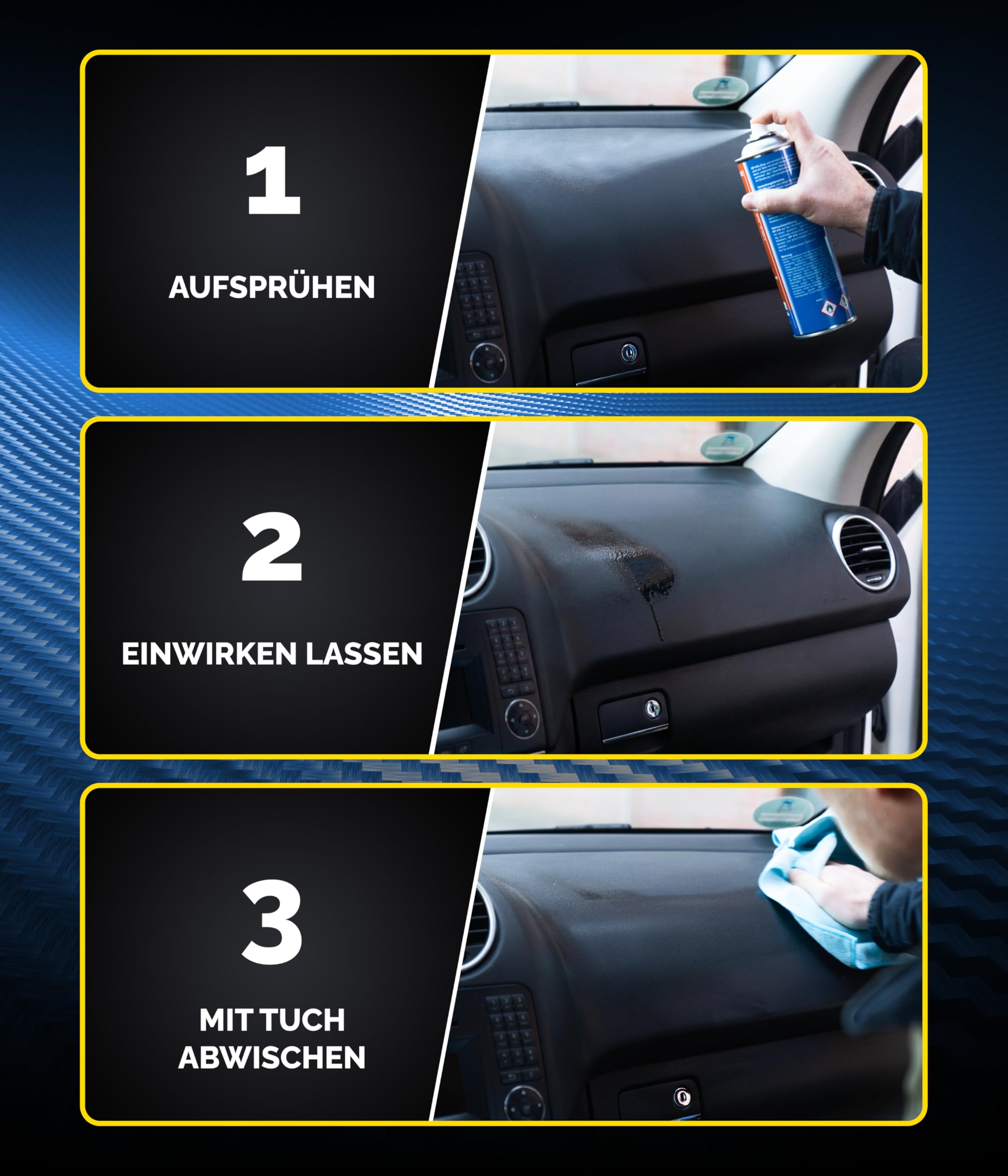 Pro Part® Kunststoffpflege KP 410 – 3 x 500 ml – Autopflege für Kunststoff & Gummi, extremer UV-Schutz, hoher Silikonanteil, schützt vor Verschleiß & Verfärbung, frischt Kunststoff auf, Made in EU