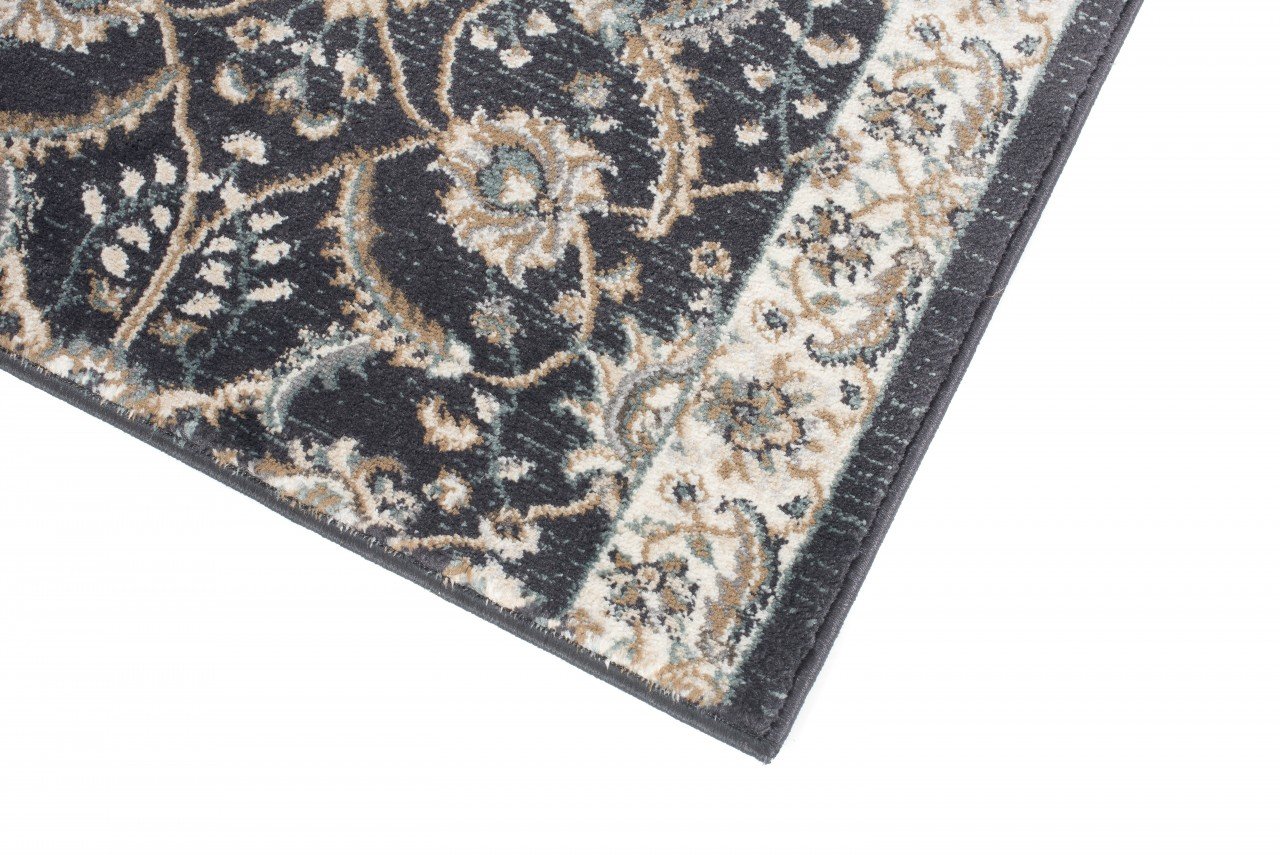 Läufer Teppich Flur in Anthrazit Schwarz - Orientalisch Klassischer Muster - Brücke Läuferteppich nach Maß - 80 cm Breit - AYLA Kollektion von Carpeto - 80 x 300 cm