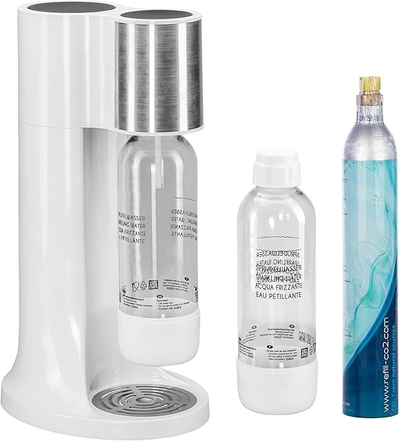 Levivo water bubbler set/drinking water bubbler starter set incl. 2 bubbler bottles of 1 l each made of PET and CO2 cylinder, classic soda maker for individual addition of carbon dioxide to tap water