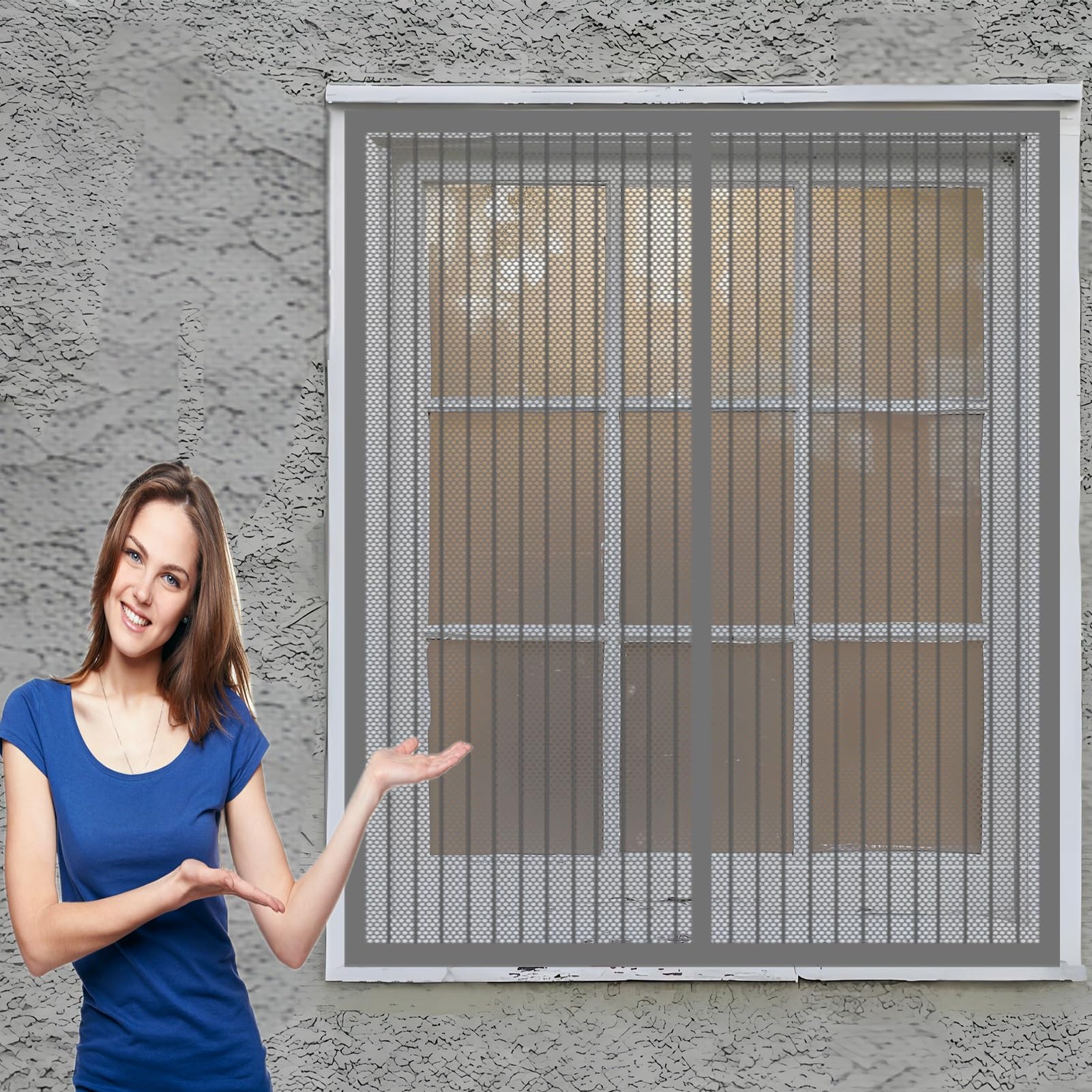 Doguo Grey Mosquito Net Window Screen 118 X 100 Cm(46 X 39Inch) Window Fly Screen Prevents Insects No Drilling Or Screwing Easy Installation Insect Screen Window For Various Windows,