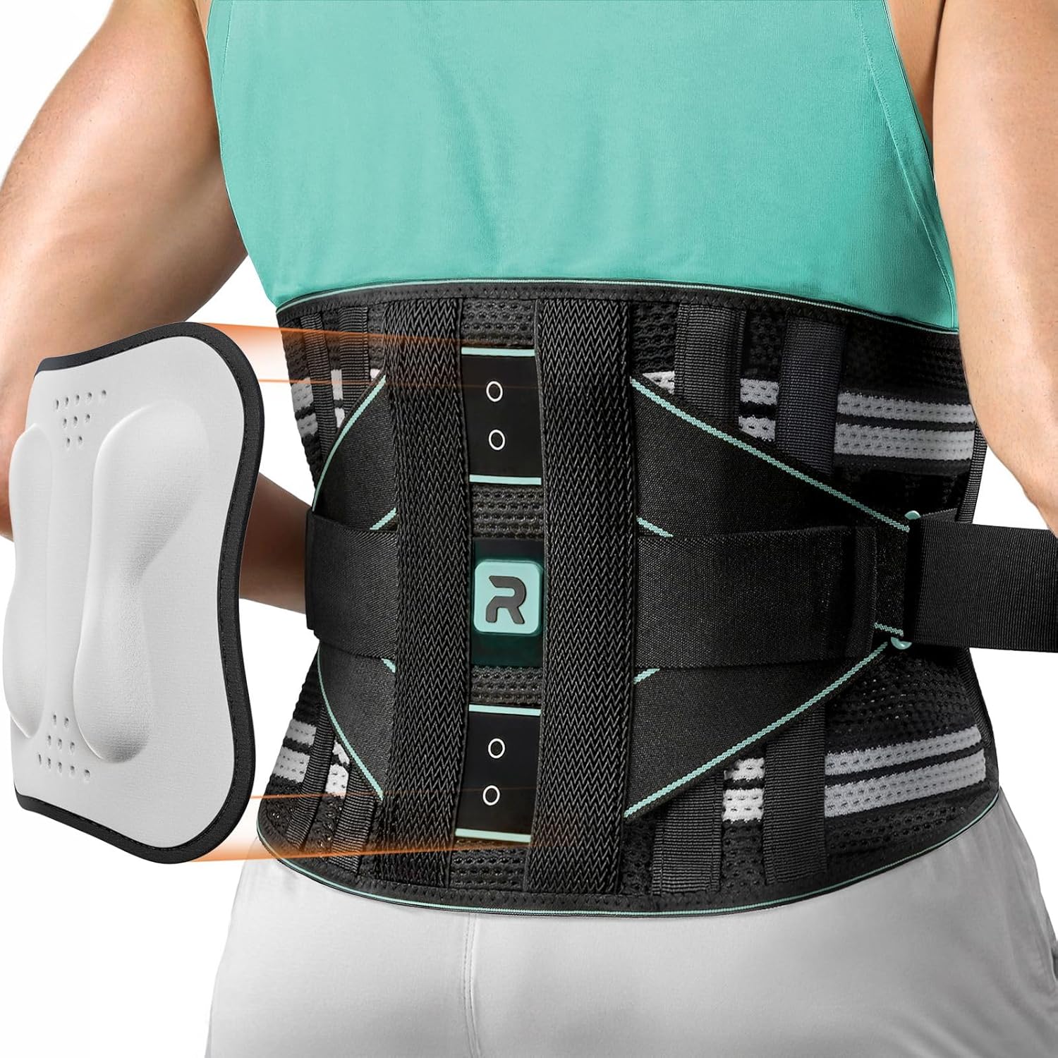 Back Brace for Lower Back Pain Relief for Women Men, Elastic Back Support Belt with 8 Stays and 3200 Uses Touch Fastener for Lifting at Work, Breathable Soft Lumbar Support with Removable 3D Compression Pad (Blue, Small (Waist: 27.6"-31.5")) Blue Small (W