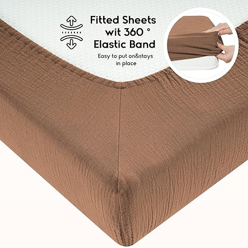 Miniatura 6 de Yoofoss Juego de 2 sábanas de moisés para bebé niña y niño, 32 x 16 pulgadas, juego de 2 sábanas para colchón de moisés rectangular, redondo,