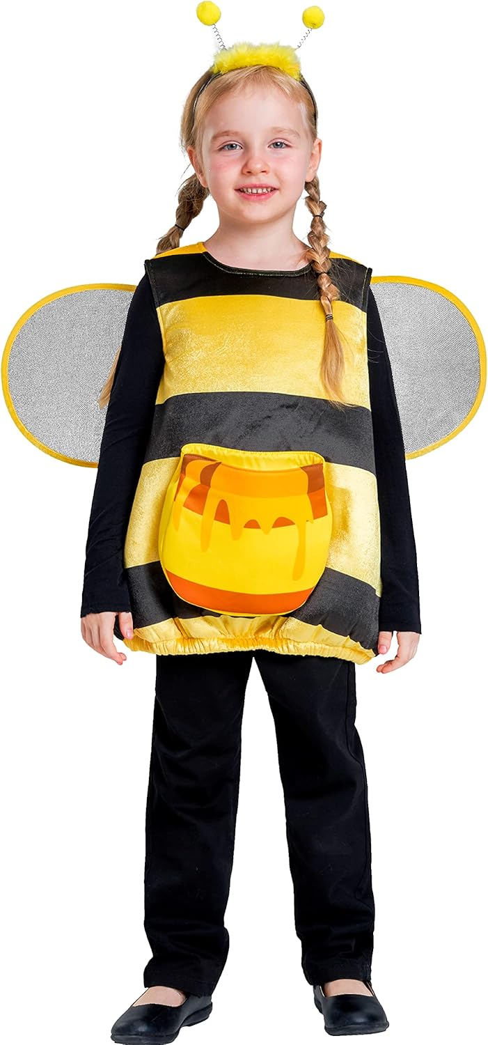 IKALI Deluxe Kids Bee Costume, Girls Honey Bee Costume W/Antennae Headpiece, Mesh Wings & Detachable Treat Bag - Image 4