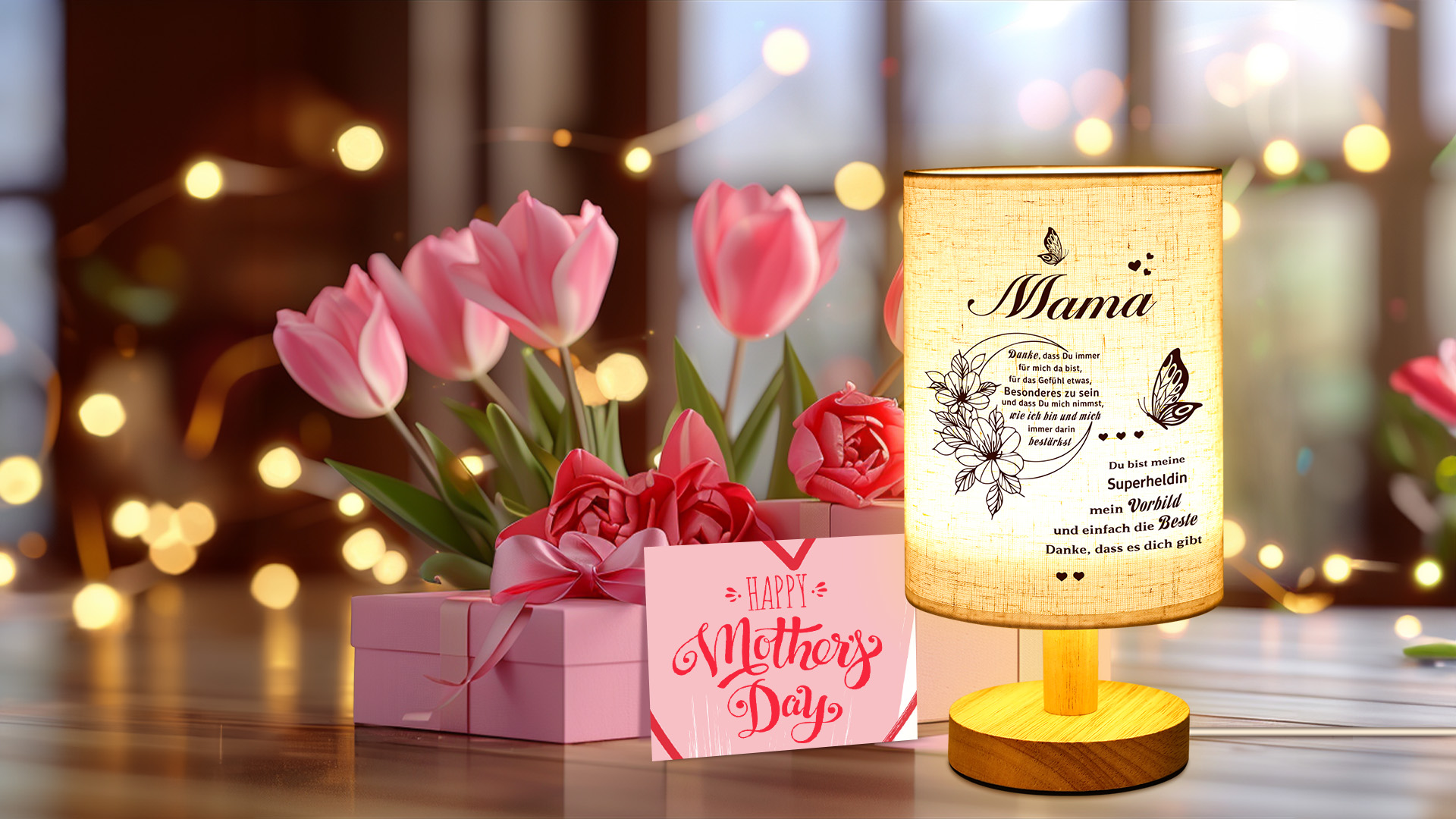 Moeder Dochter Kandelaar - Bouquet Kandelaar Met Fonkelende LED Kaars,Vlamloze kandelaar, doordachte cadeaus voor mama voor mama's verjaardag, Moederdag, Kerstmis Synyey