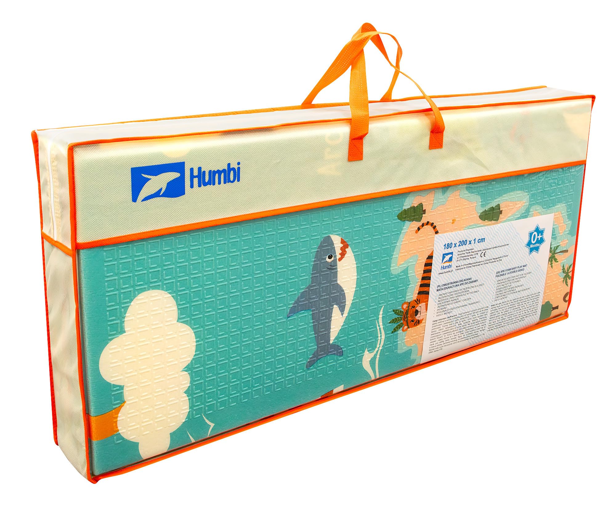 HUMBI Tapis de jeu pour bébé - Mousse XPE - Double face - Rayures plates - Imperméable - Extra large - Antidérapant - 200 x 180 x 1 cm