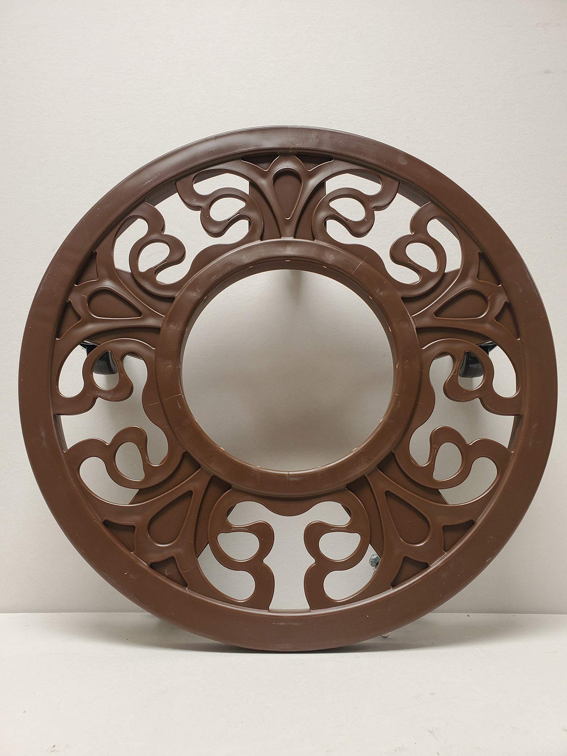 Big Roll; Easy Rolling; Decorative,Heavy Duty Plastic;Patio Caddy Plant and Pot Mover; 360° Swivel Locking Wheels; Durable Plastic; Indoor, Outdoor Home and Garden Tool;16 Inch (Brown)