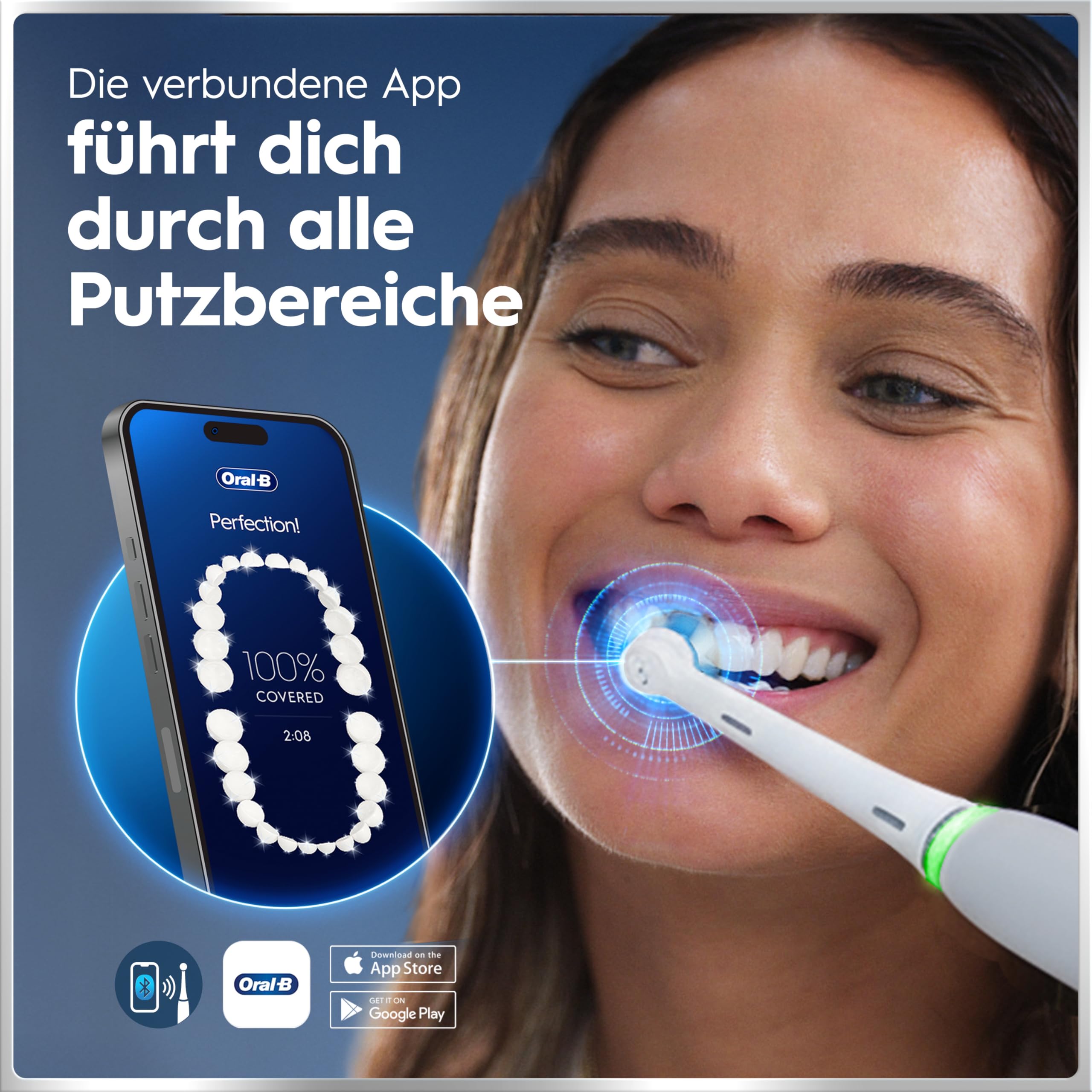 Oral-B iO Series 6 Plus Sensitive Edition Elektrische Zahnbürste/Electric Toothbrush, PLUS 3 Aufsteckbürsten, 5 Putzmodi für Zahnpflege, Reiseetui, Designed by Braun, grey opal - 3