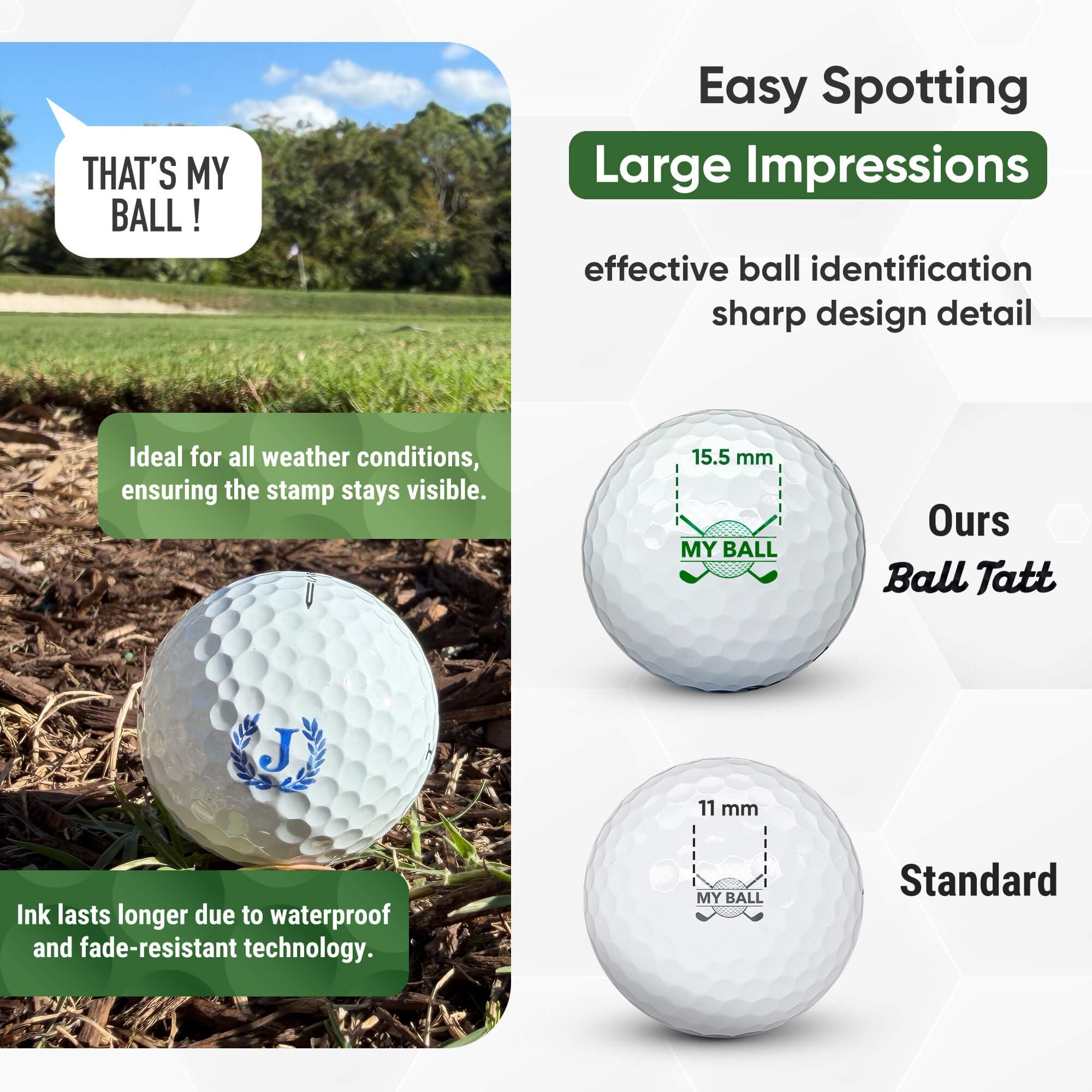 Sello de pelota de golf, marcador autoentintado, herramienta de marcado permanente de secado rápido, sin fugas ni recargas, sello de golf reutilizable e impermeable, regalo ideal para golfistas