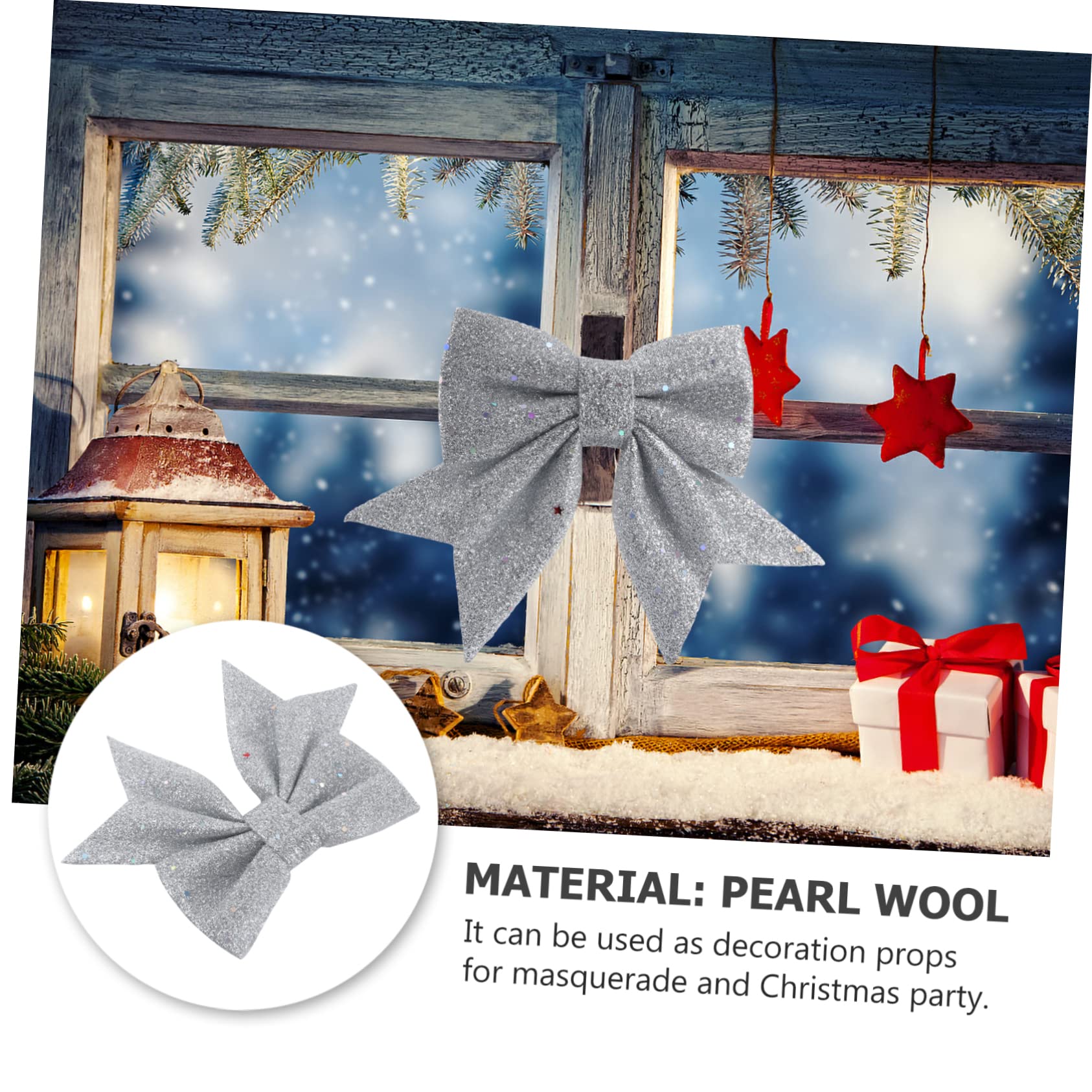 OUNONA 3piezas Lazo De Navidad Decorativo para Árbol Adorno Colgante De Organza Metálica para Fiestas y Celebraciones