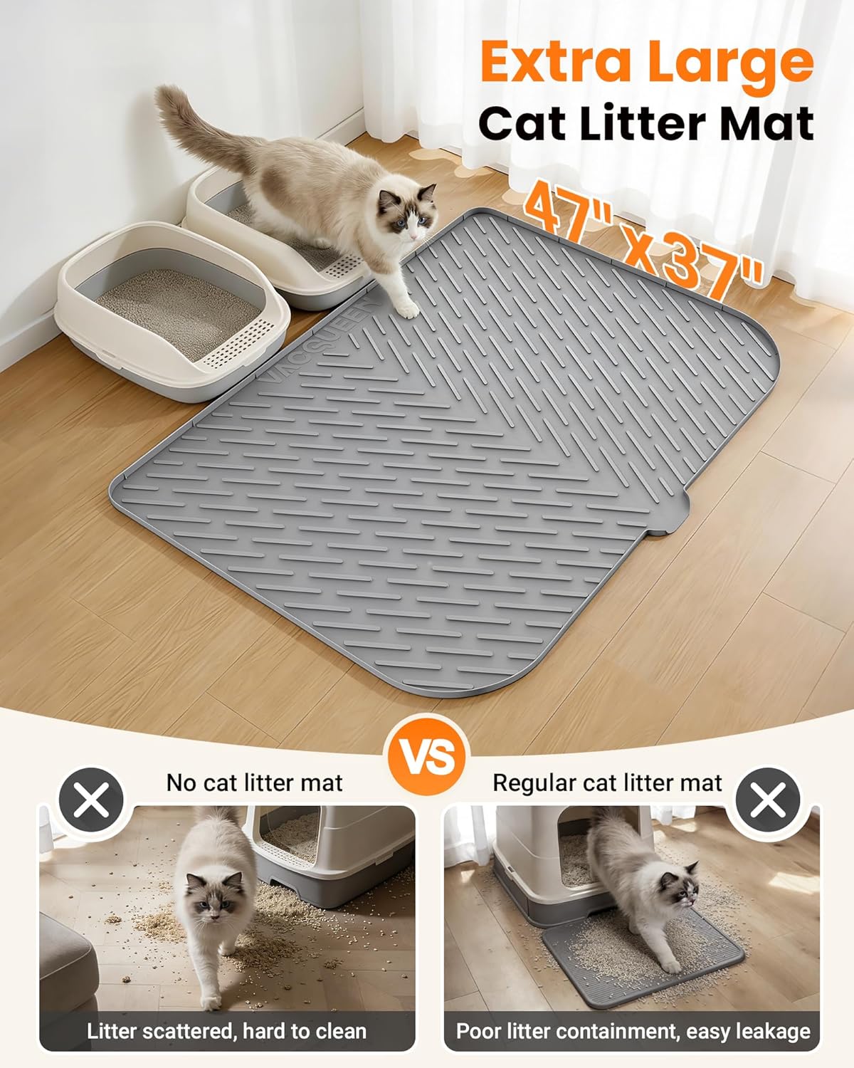 Dog Water Bowl Dispenser Large, 10L/ 338Oz Smart Dog Water Fountain Stainless Steel with APP Monitoring, Cat Litter Box Mat, 47" x 37" Extra Large Cat Litter Mat