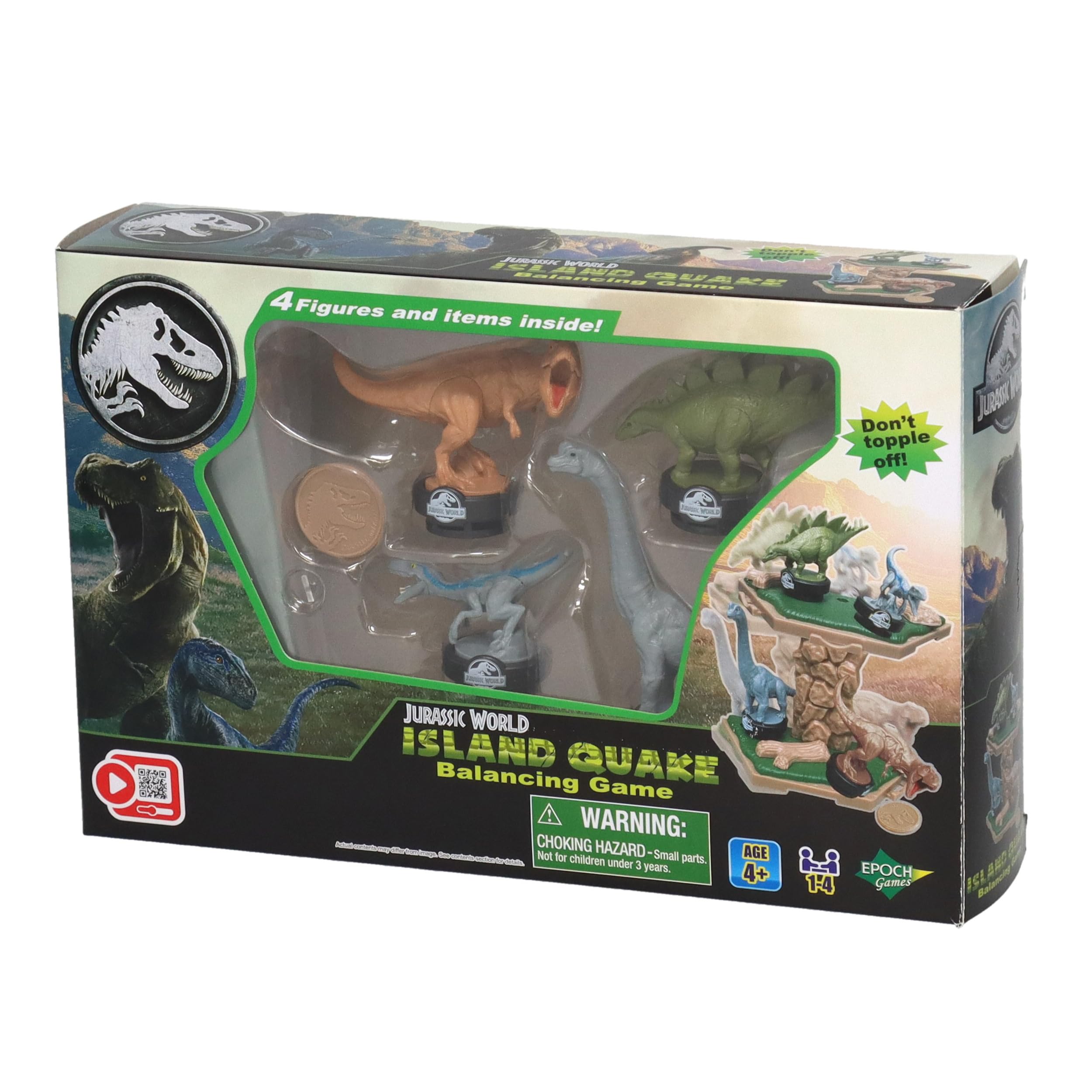 EPOCH Games - 7511 Jurassic World Island Quake -Balancing Game- - Action Game, Mehrfarbig, 11.5 cm x 5.5 cm x 0.1 cm