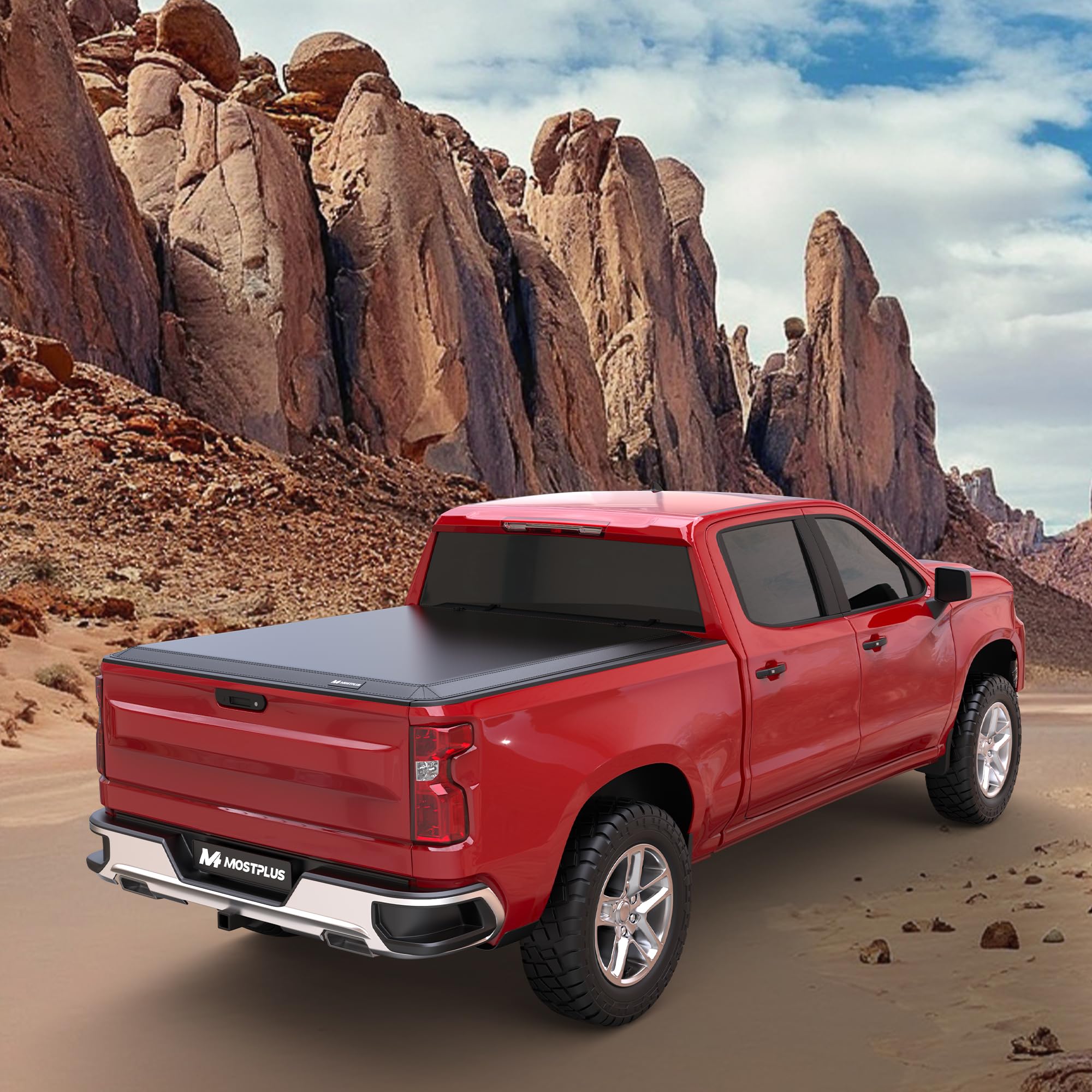 MOSTPLUS 5.8 FT Tri-Fold Tonneau Cover Soft Truck Bed Compatible with 2007 2008 2009 2010 2011 2012 2013 Chevy Silverado 1500 / Compatible for GMC Sierra 1500 3 Fold 69.3 inch On Top