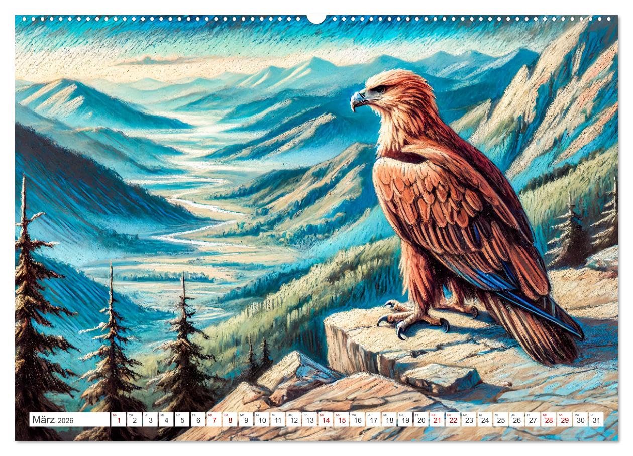 Der Ruf des Adlers - Majestätischer König der Lüfte in Aktion (hochwertiger Premium Wandkalender 2026 DIN A2 quer), Kunstdruck in Hochglanz: ... im Flug und auf der Jagd (CALVENDO Tiere)