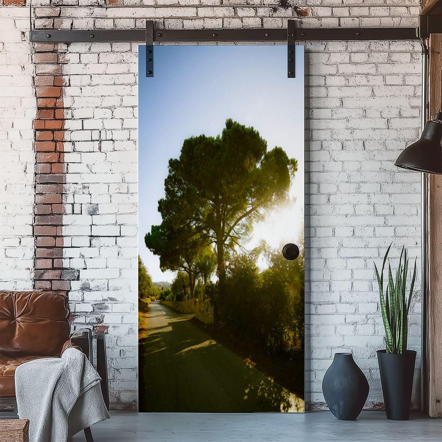 Sticker Porte Arbres, Stickers Porte Trompe L'oeil Arbres Autocollant Poster Auto-Adhésif Art Décor Pour Chambre Salon Salle de Bain Papier Peint 95x215 cm v7666