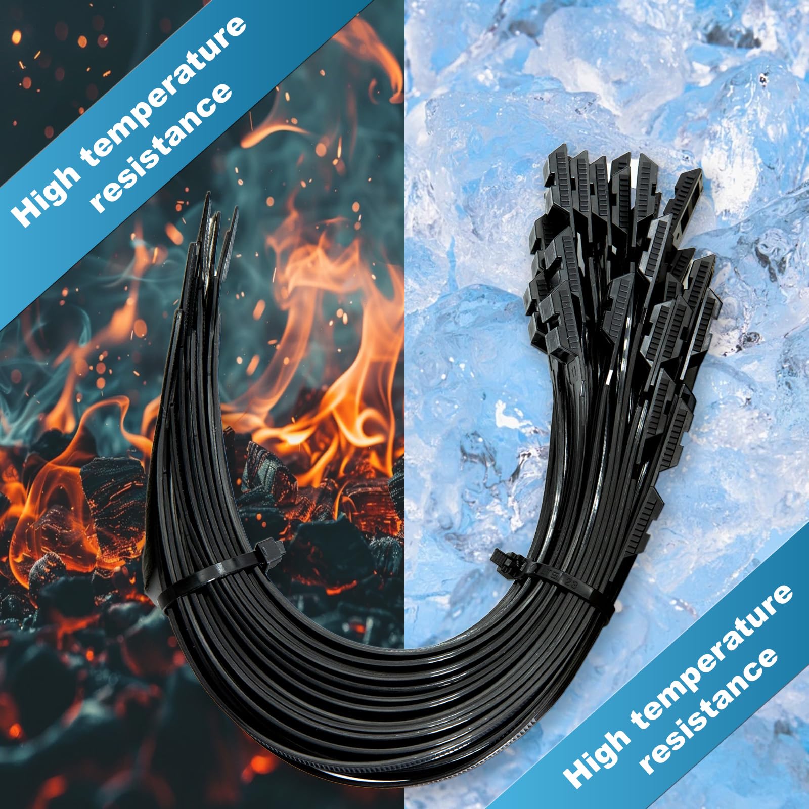 FamlTol Black Cable Ties 360 x 9mm Heavy Duty Zip Tie 90kg Load Capacity 100 PCS UV Resistant Wraps Double Locking Heads Plastic Ties for Cable Management Industrial and Gardening - Image 4