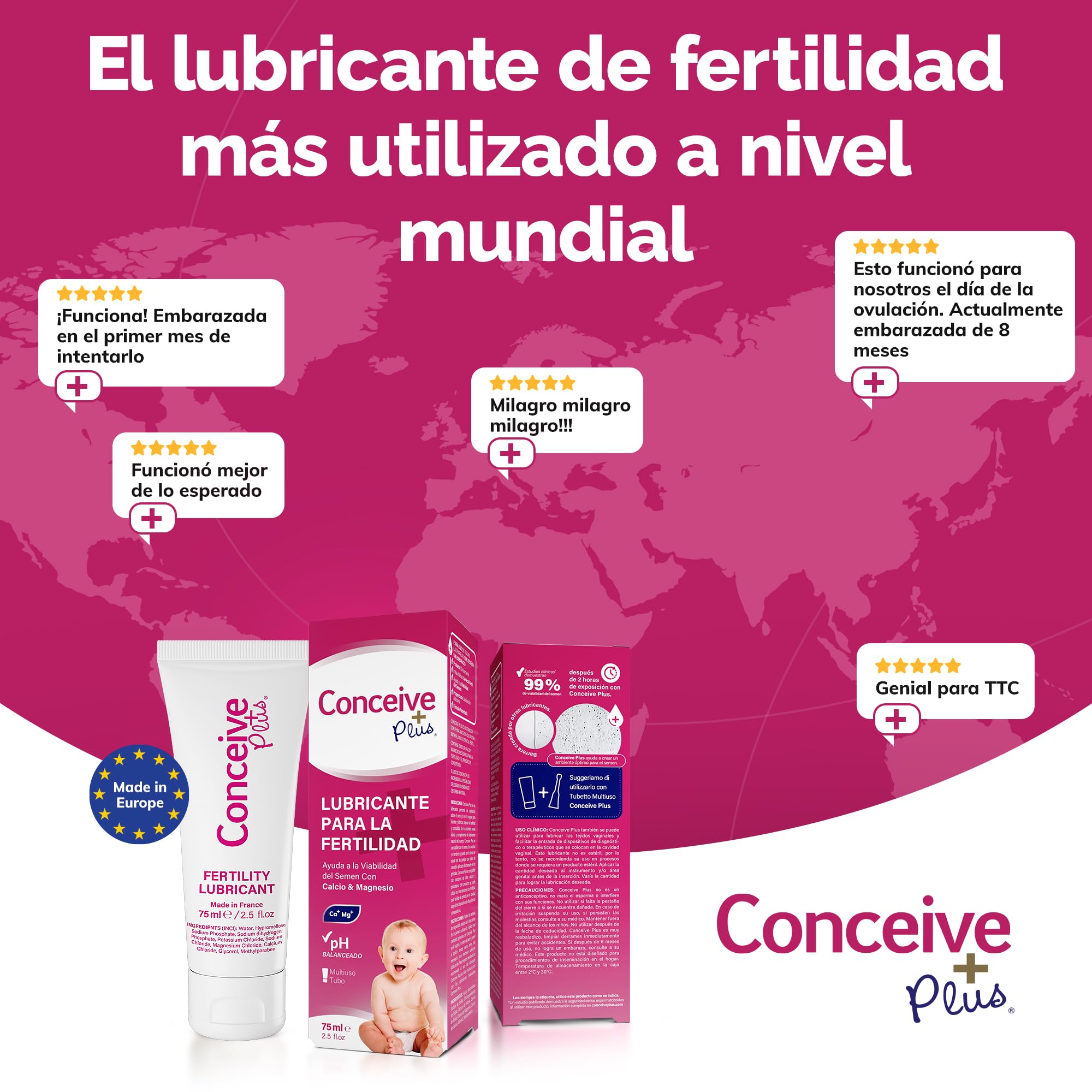 Conceive Plus Gel Lubricante de Fertilidad, Lubricante Amigable con la Fertilidad para Parejas que Intentan Tener un Bebé - 75ml / 2.5 fl oz