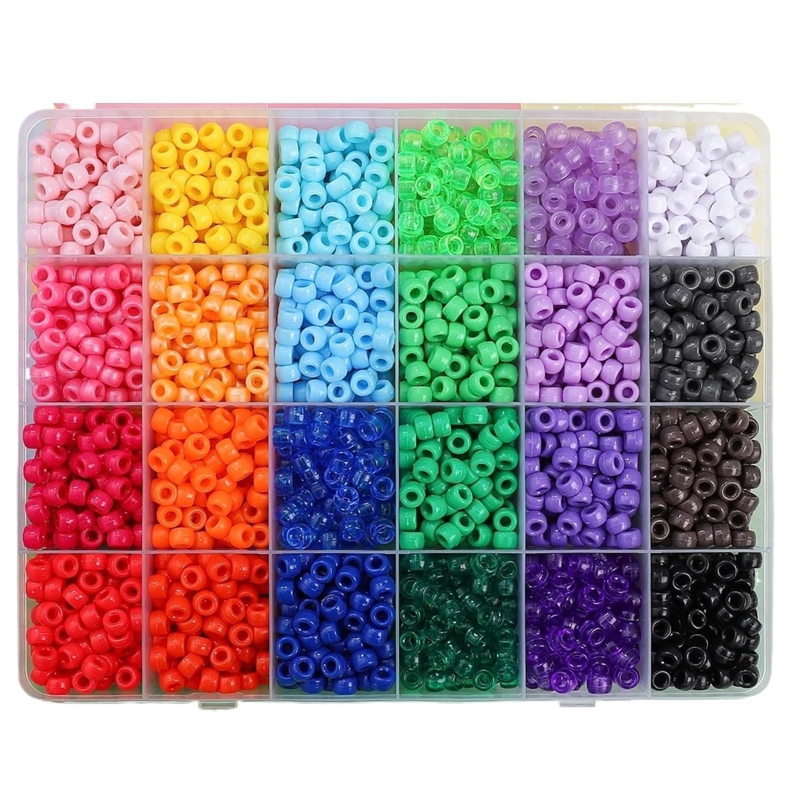 Cuentas para hacer joyas, kit de 2400 cuentas de plástico multicolor para bordar, hacer joyas, trenzar el cabello