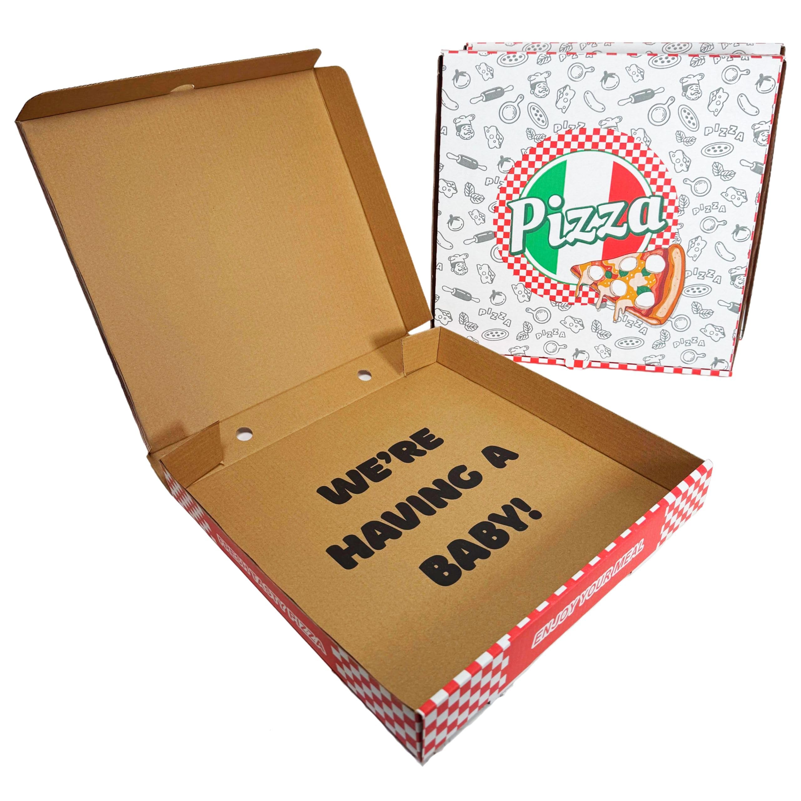 3x Pregnancy Announcement 12" Pizza Box – "We’re Having a Baby" Baby Announcement Box – Creative Pregnancy Reveal Idea for Family and Friends – Large Baby Reveal Pizza Box with Hidden Message - 3 Pack
