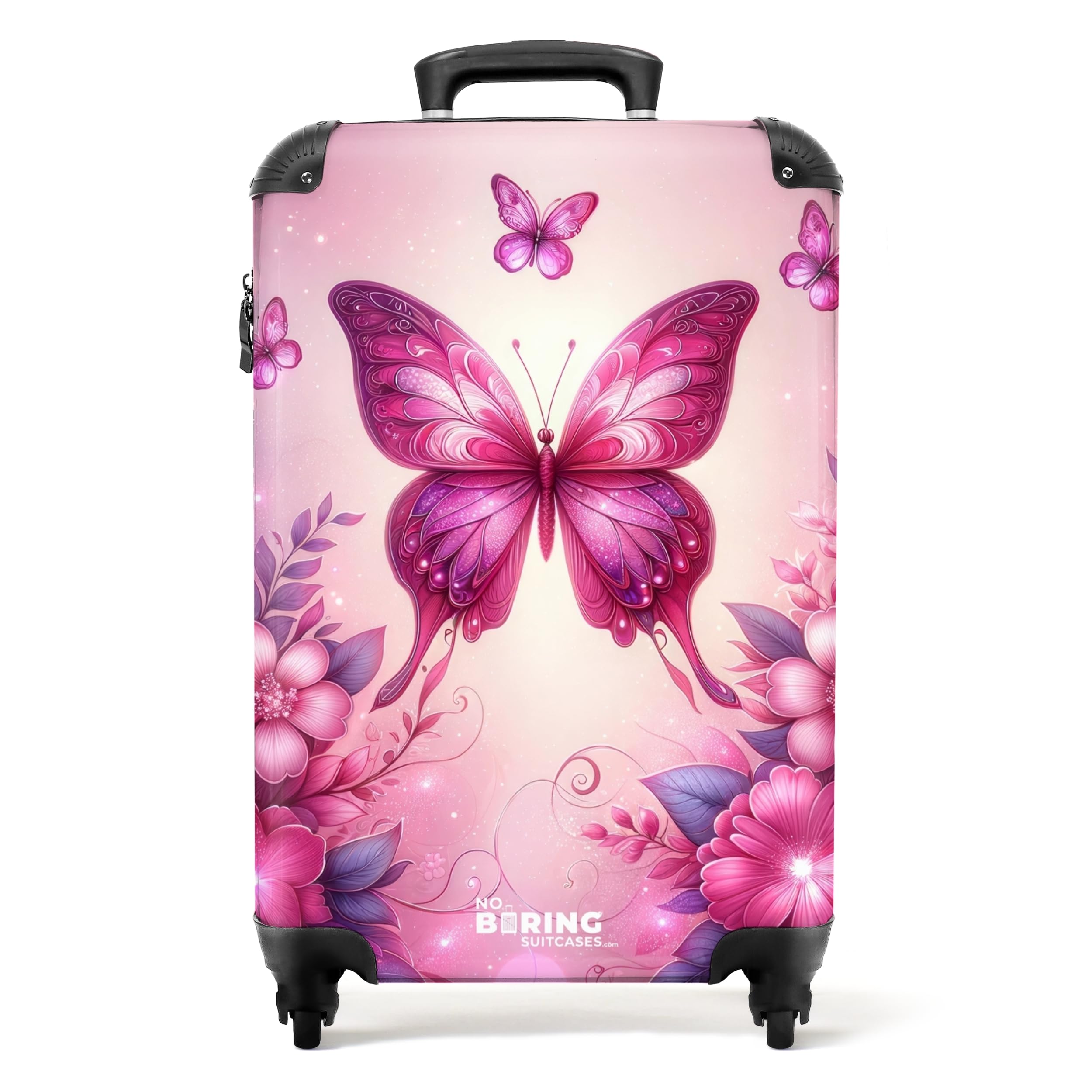 NoBoringSuitcases.com Valigia Trolley Bambina 55x40x20 cm Farfalle Viola