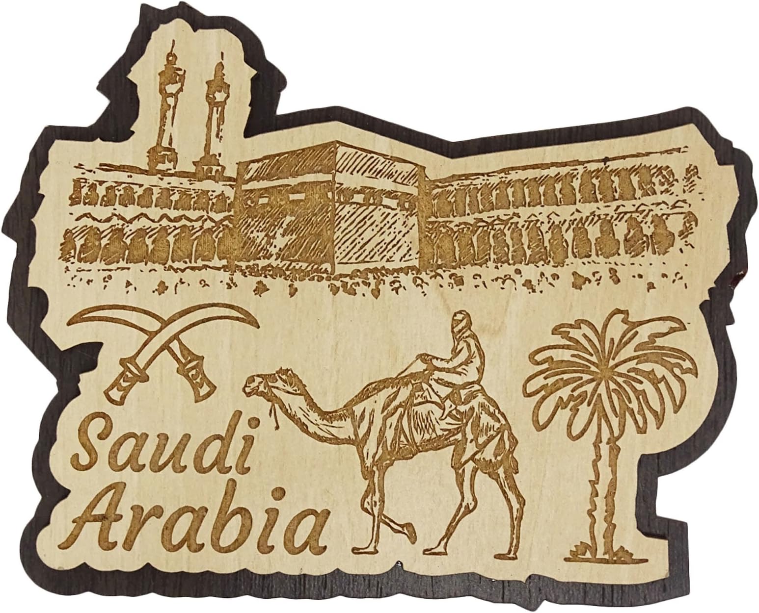 Printtoo Saudi Arabia Wooden Engraved Fridge Magnet Souvenir Collectibles Gift