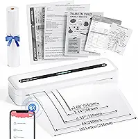 COLORWING Impressoras portáteis M832 sem fio para viagens, mini impressora compacta 300DPI sem tinta, impressora térmica Bluetooth compatível com smartphone Android e iOS, tablet e laptop - branca