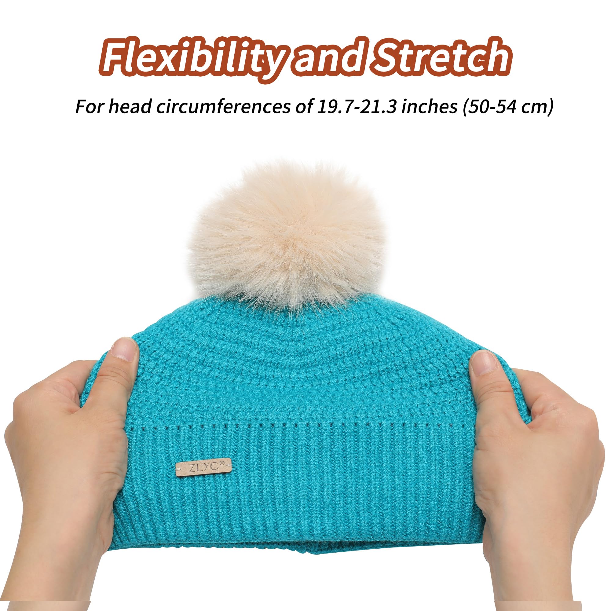 ZLYC Chapeaux d'hiver pour Enfants Filles garçons Bonnet Pompon Bonnet tricoté doublé Coton