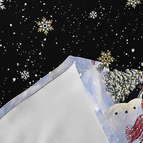 Miniatura 7 de Mantel redondo de Navidad, color negro, impermeable y resistente a las manchas, mantel lavable sin arrugas para comedor, fiesta, boda, muñeco de