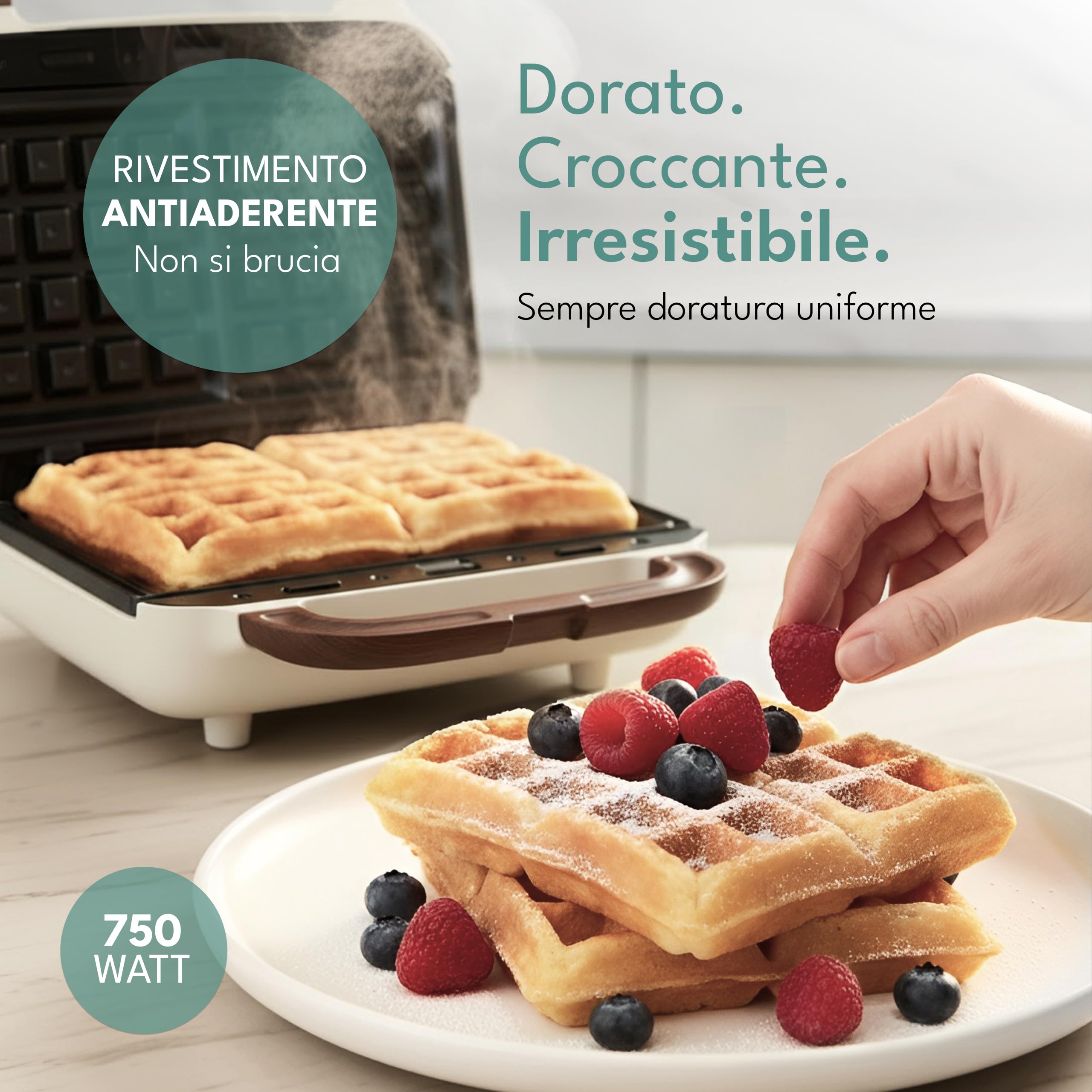 LEBENLANG Sandwich Maker 3 in 1-750 W Incl. 3 inserti per Grill, Sandwich & Waffle I Tostiera elettrica piastre 3 in 1 Piastra toast Toastiera Elettrica Waffle Maker Toaster Sandwich Griglia Toast