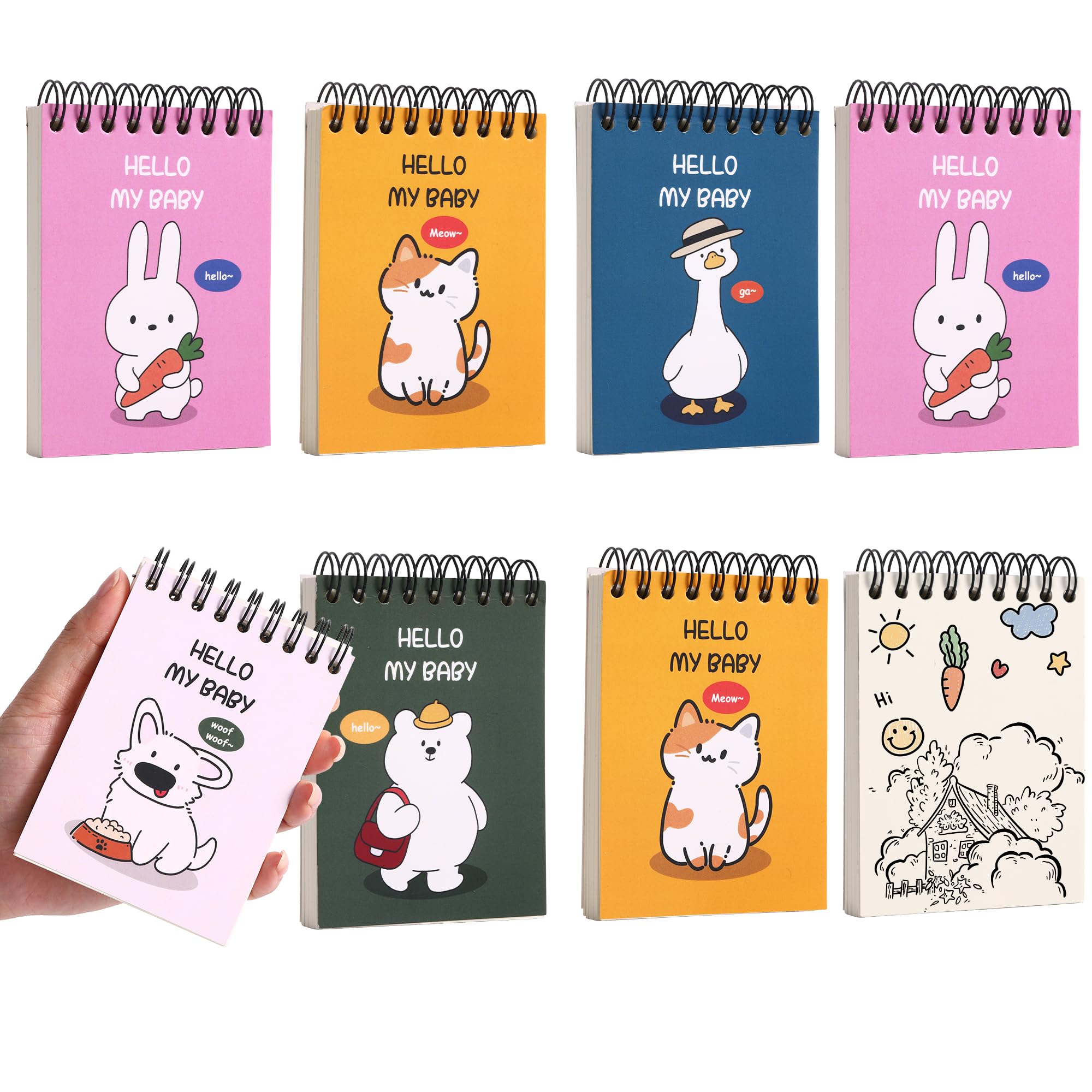 8pcs DreamDove pagine vuote diario 7,9 x 4,3 "piccolo taccuino a spirale tascabile vuoto non foderato quaderni 160 pagine carino spirale vuoto notebook senza righe Top Notebook sfoderato piccolo memo