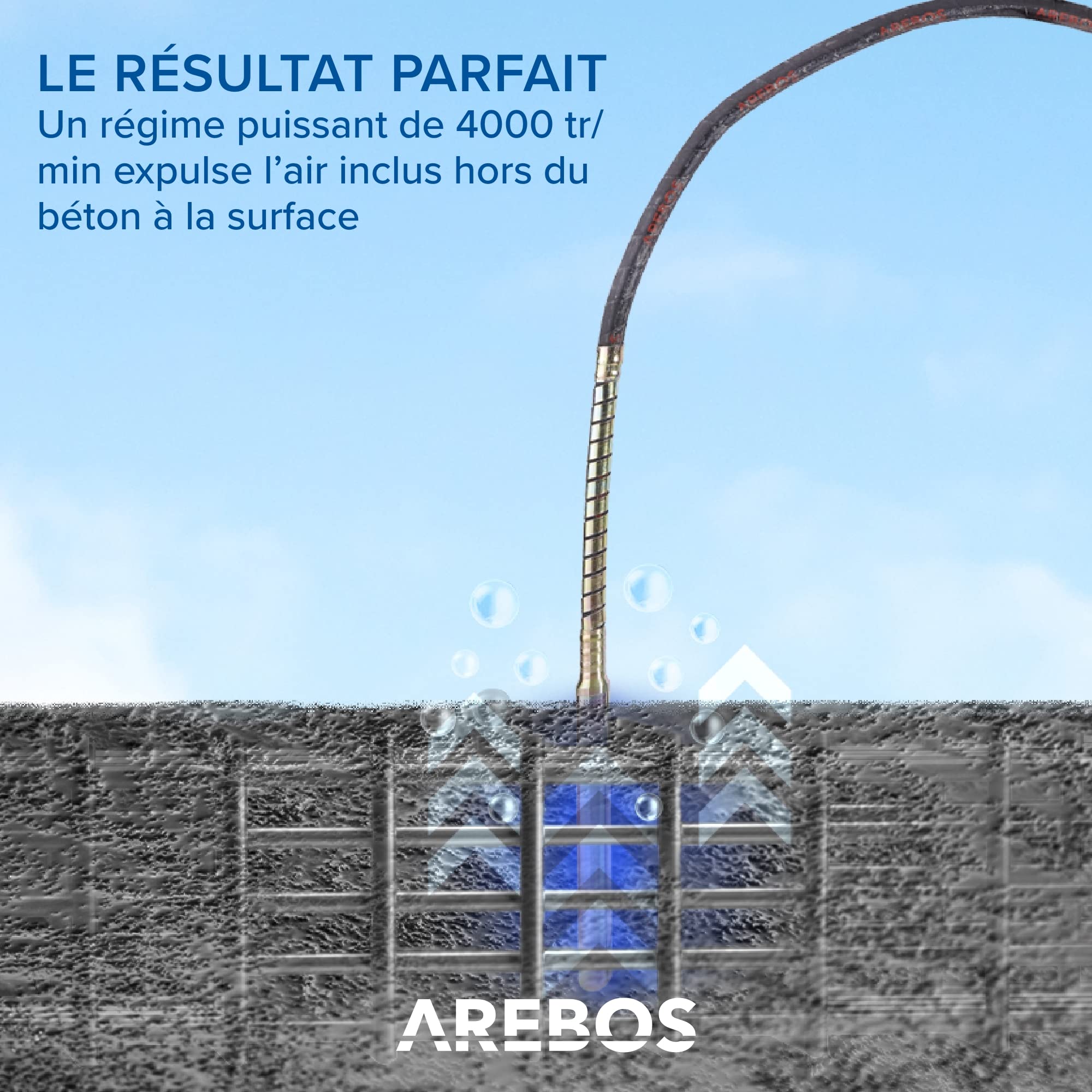 Arebos Vibrateur à Béton Interne Cylindrique Vibrante Pour Beton | 580W | 1,5m | Poignée Pistolet | Portable